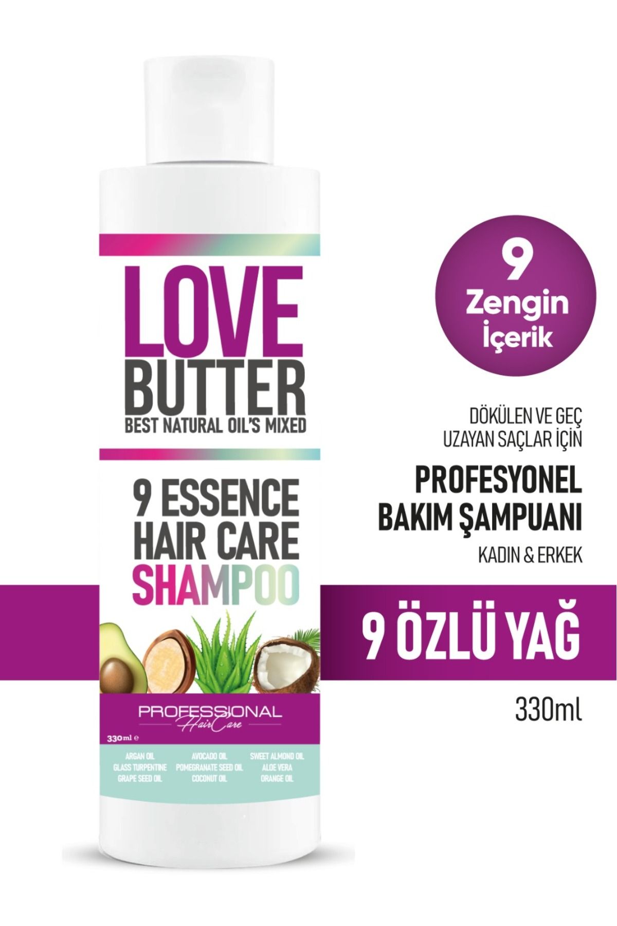 LOVE BUTTER 9 Extract Шампунь против выпадения волос, быстрого роста волос, выпадения волос и позднего роста волос LBS1