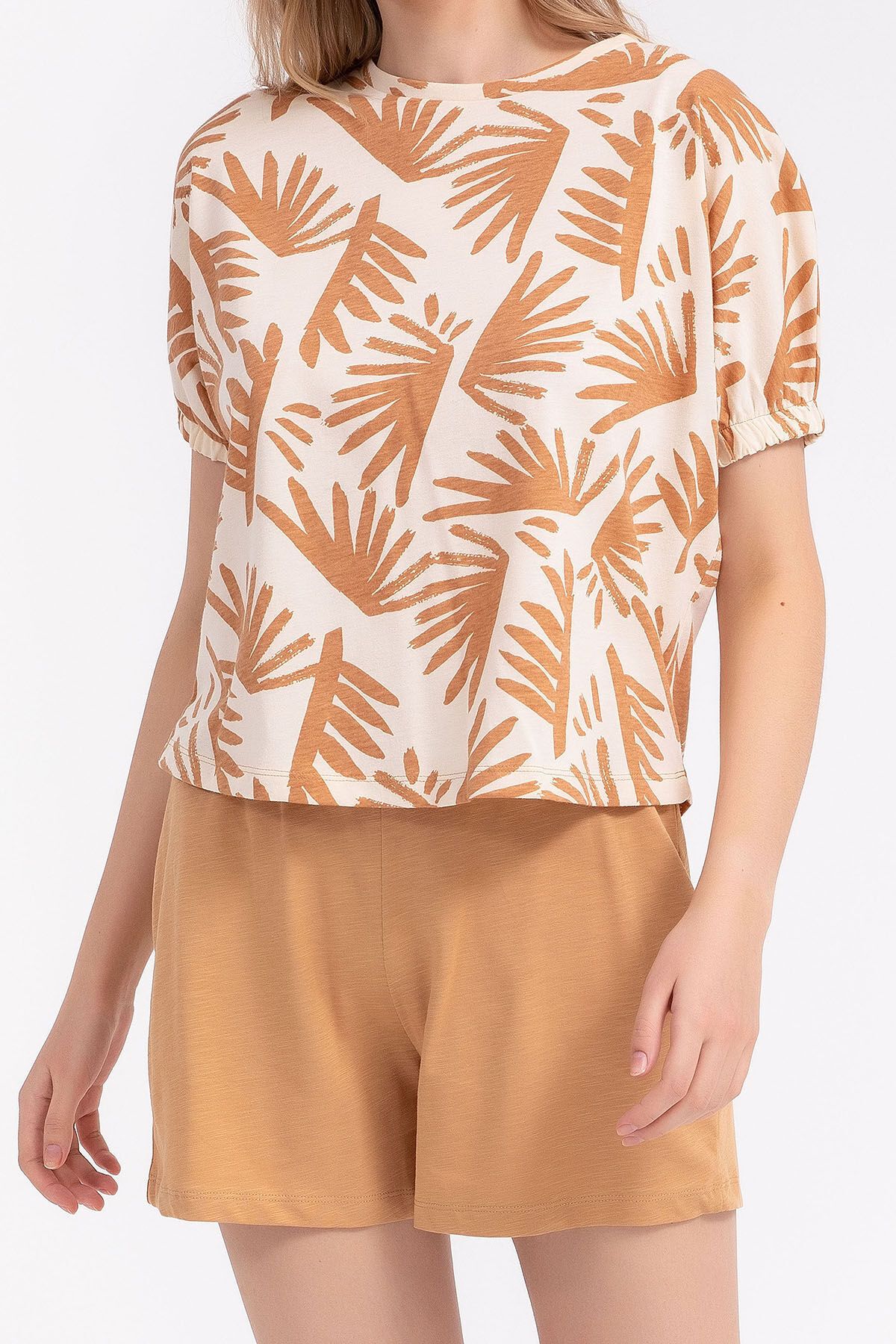 Arnetta-Set de pantaloni scurți pentru femei cu model Camel Leaf 4