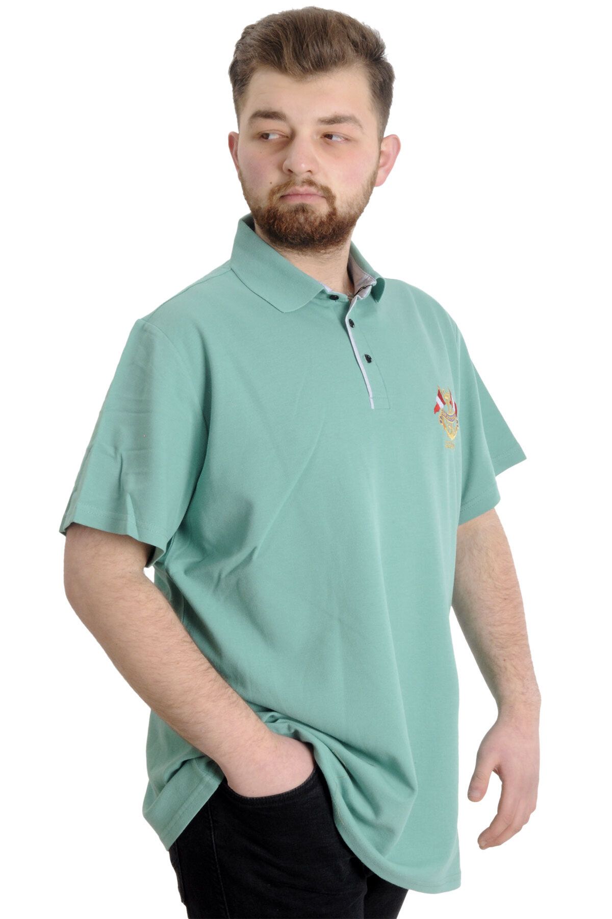 ModeXL-Ανδρικό μπλουζάκι Mode Xl Plus Size Polo Mode Team 23324 Πράσινο 2