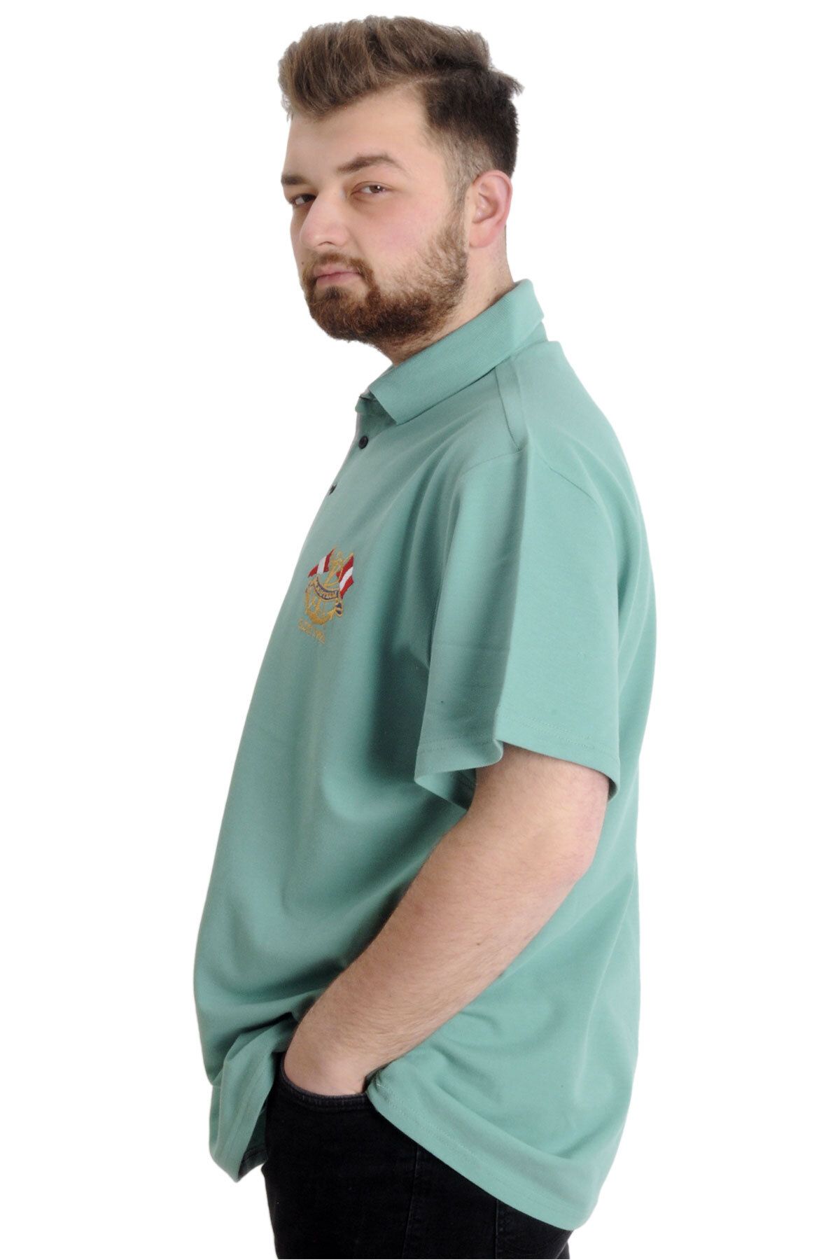 ModeXL-Ανδρικό μπλουζάκι Mode Xl Plus Size Polo Mode Team 23324 Πράσινο 3