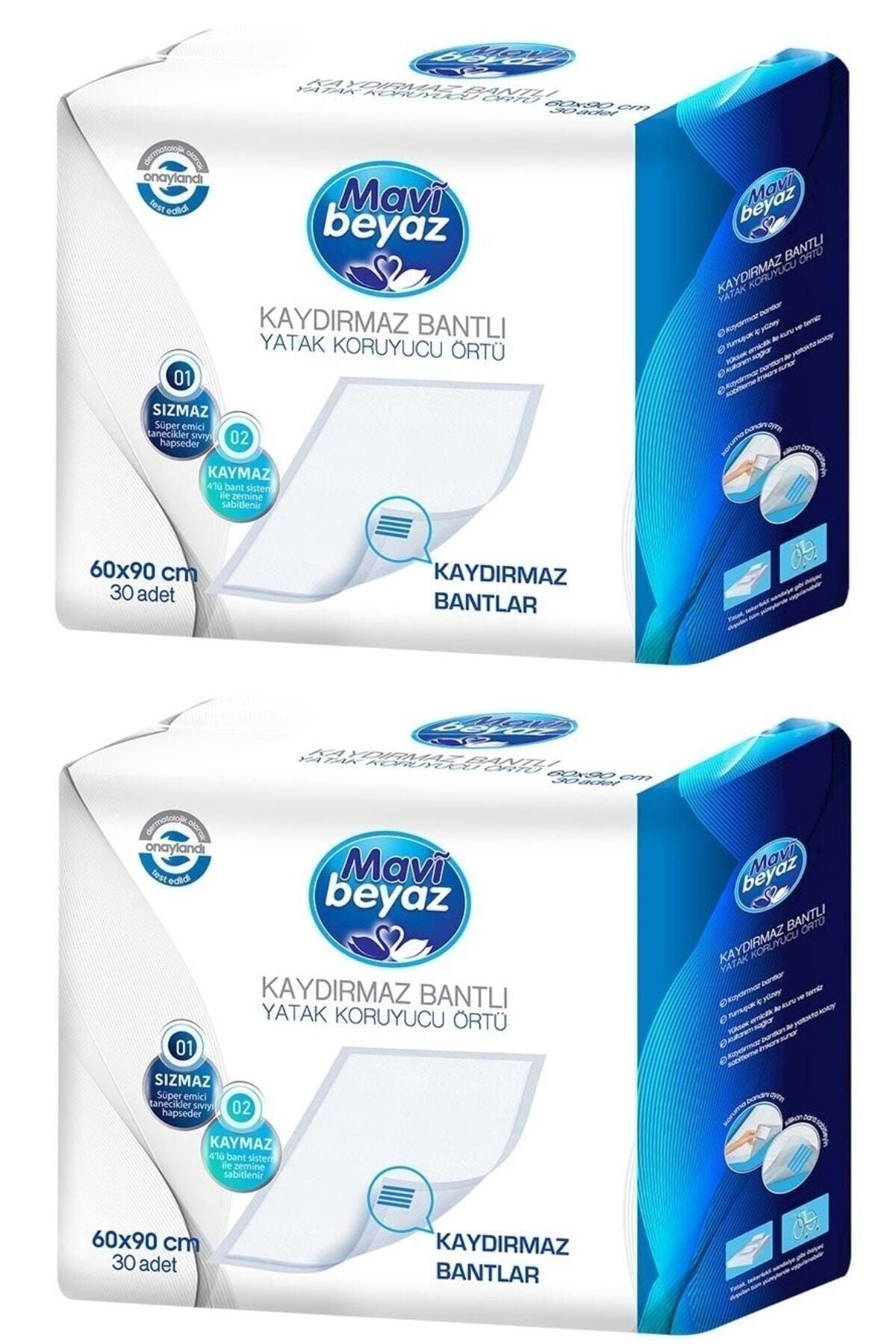 Mavi beyaz Kaydırmaz Bantlı Yatak Koruyucu Örtü 60*90 Cm 60 Adet