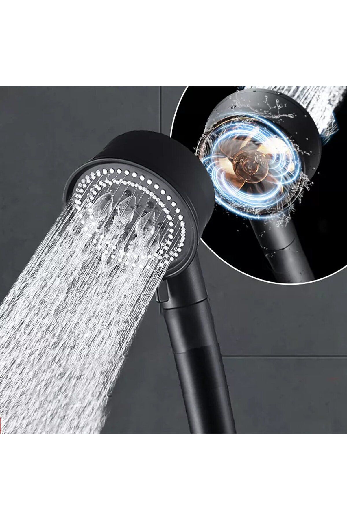 5 Function Black Shower Head Handheld Shower with Turbo Fan Prop 27074o