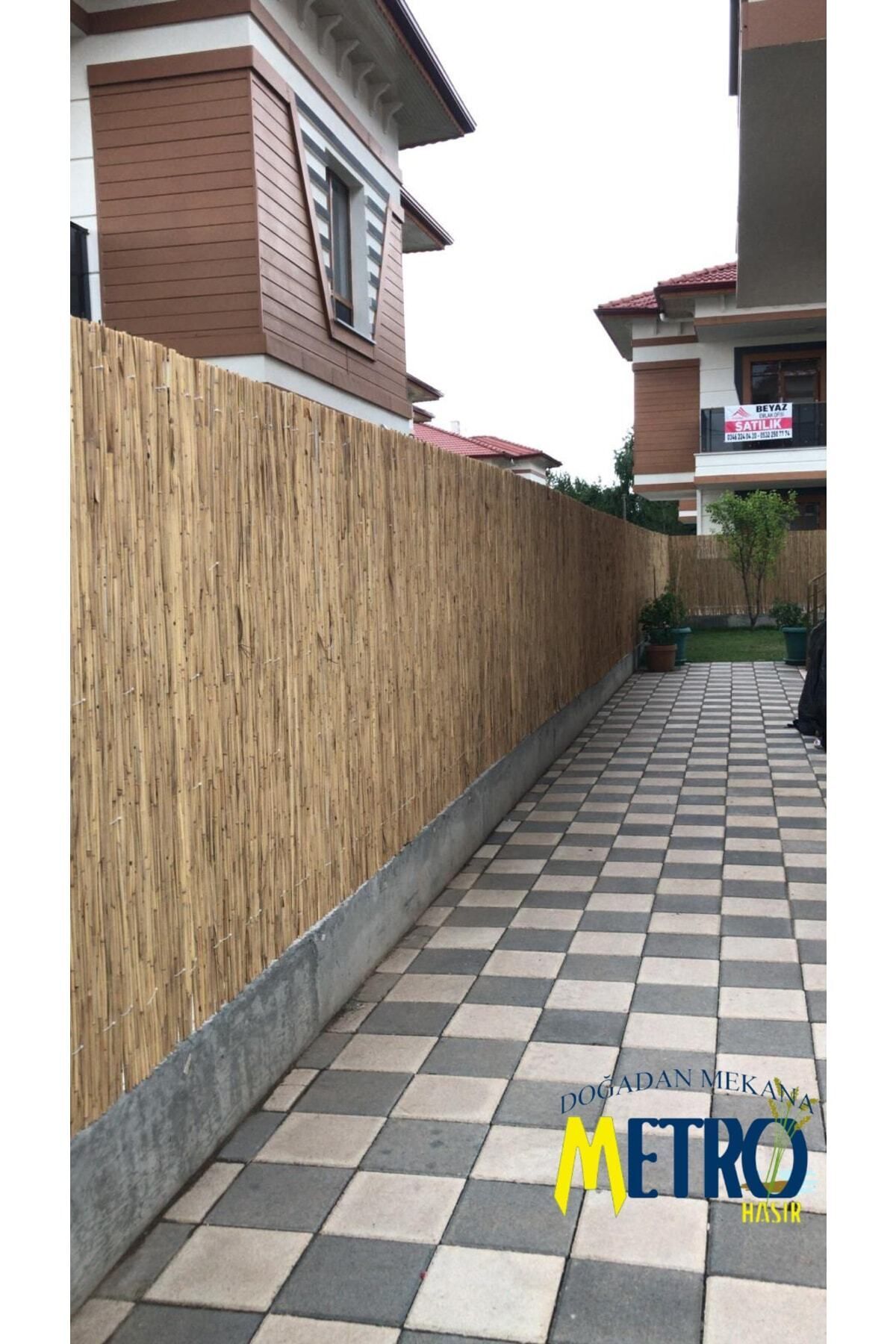 1,20 Cm X 3,00 Metre Doğal Kamış Hasır Çit Doğal Bambu -bahçe Çiti - Gölgelik Hasır 8