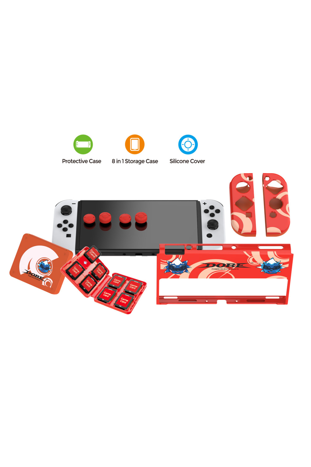 Switch OLED 3in1 Standlı Rnkli Kılıf Analog Yükseltici ve Koruyucu Kart Kutusu 6