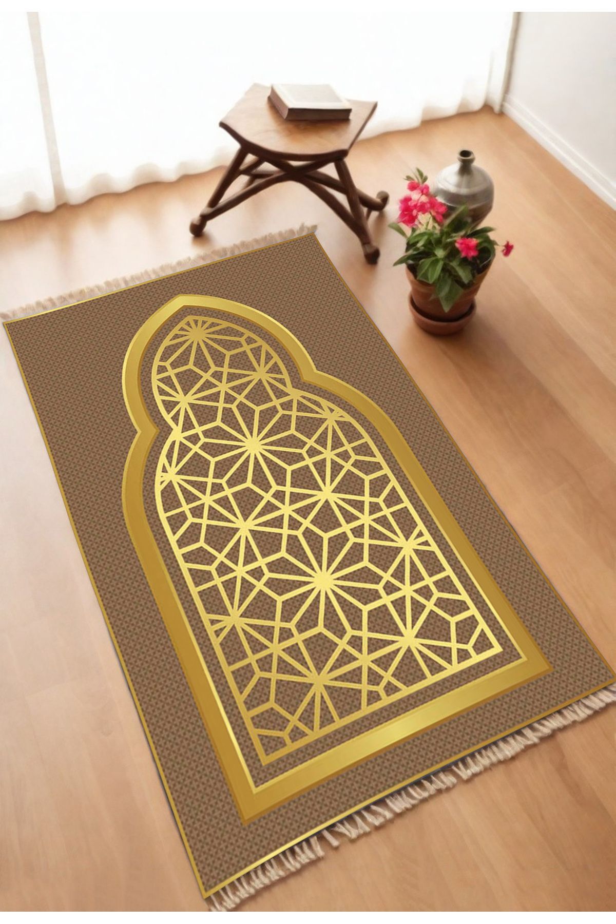 Decorative Digital Printed Black Anti-Slip Base Prayer Sheet Prayer Holder 75x120
