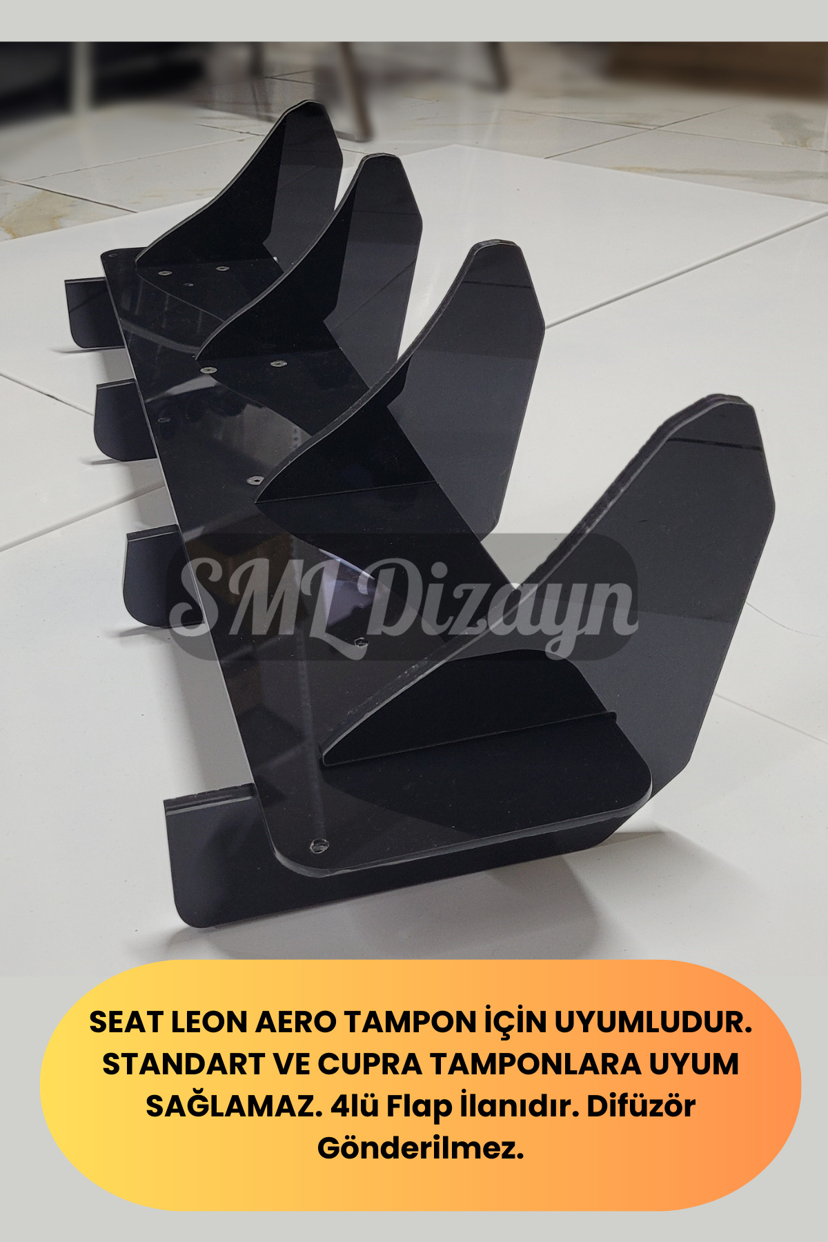 SML Dizayn Seat Leon Mk3 2013-2020 Aero Tampon için 4lü Orta Flap