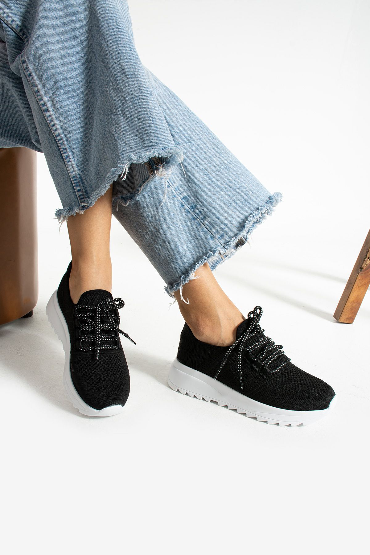 KOTAN-Tricotaje negre Ortopedice, ușoare, cu talpă moale, pantofi sport pentru femei - pantofi sport 5
