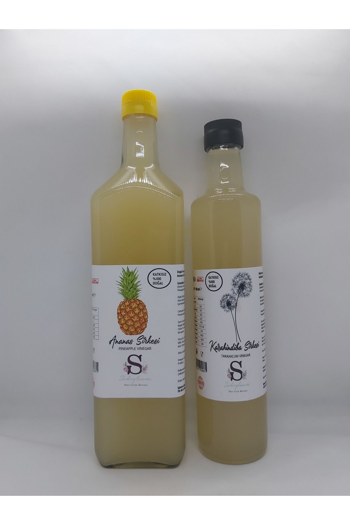 Doğal Ananas Sirkesi 1000 Ml - Doğal Karahindiba Sirkesi 500 Ml