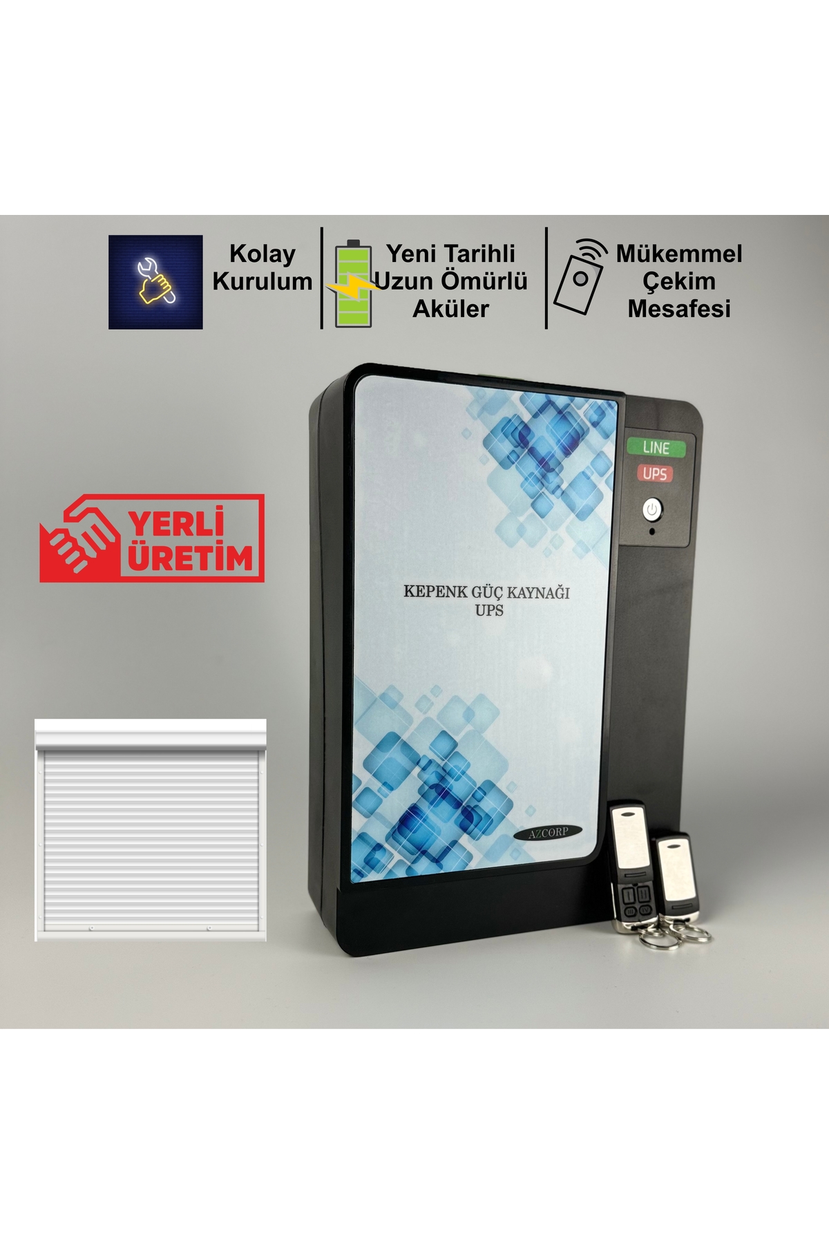 AZCORP Kepenk Güç Kaynağı Ups 1000watt Tek Kepenk Ve 2 Kumandalı