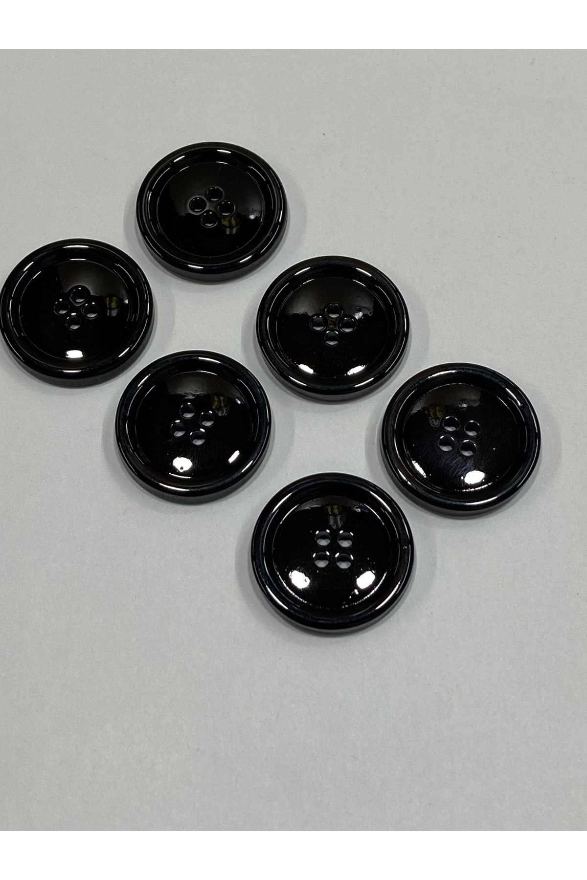 Trench Coat And Jacket Buttons / Set of 6 / Enamel Coated / Black Thread / Black Color