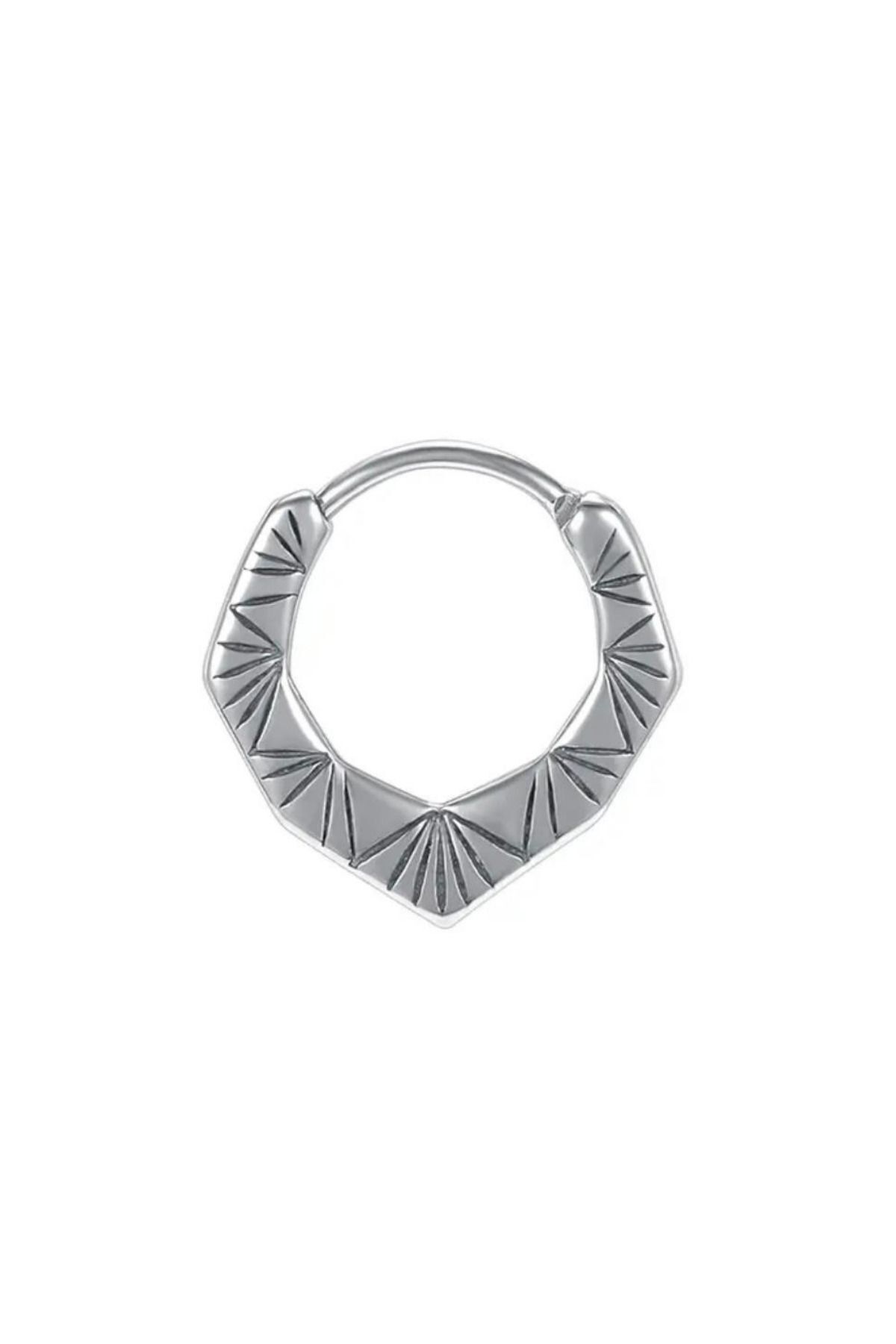 Jaida Moda-Unisex Gothic Steel Hoop Earrings with Silver Viking Motif 2