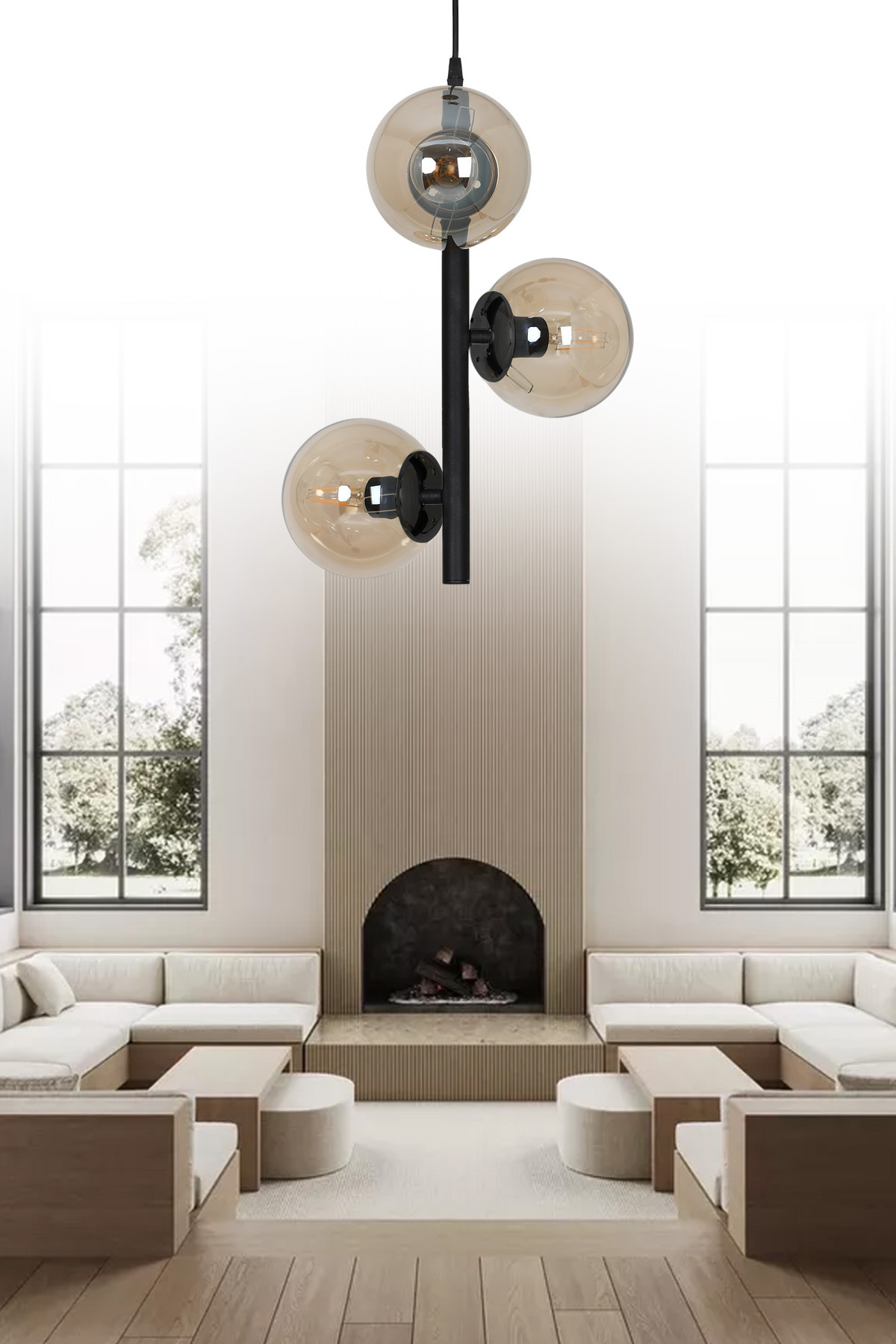Cluster 3-Piece Black Modern Chandelier