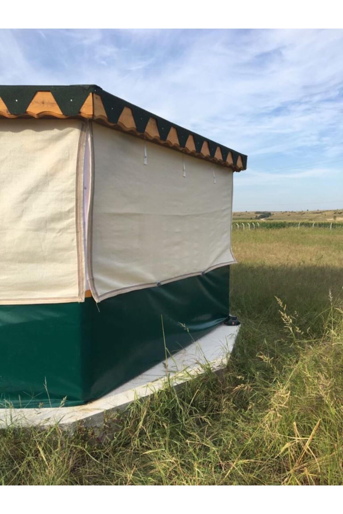 Gölgelik File 4metre X4metre =16mt2 %95'lik Gölgelik Krem File Kolon Dikimli Kuşgözü Halkalı Jut 5