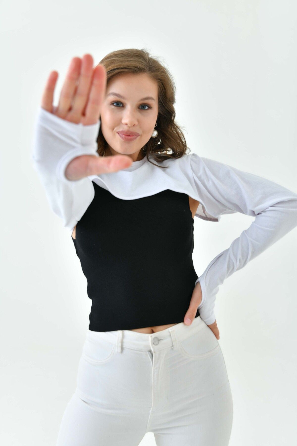 mirach-Guler alb pentru gât Hijab pentru degete de bicicletă |   Bluză cu mânecă lungă cu mânecă lungă Bolero Design confortabil 6