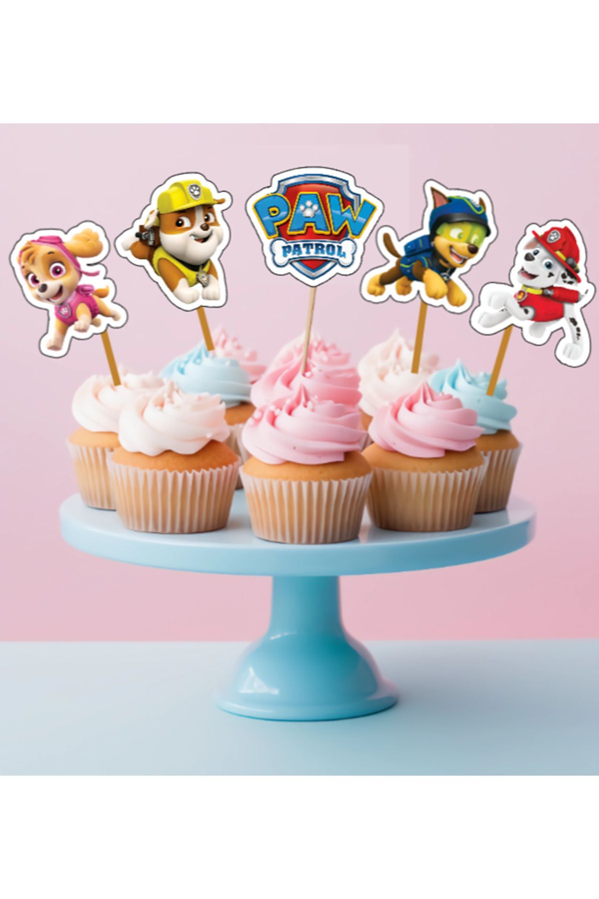 Hiras Dizayn-15 Pieces Paw Patrol Cupcake - Birthday Ornament Cake, 6-7cm Cupcake Cake Decoration 1