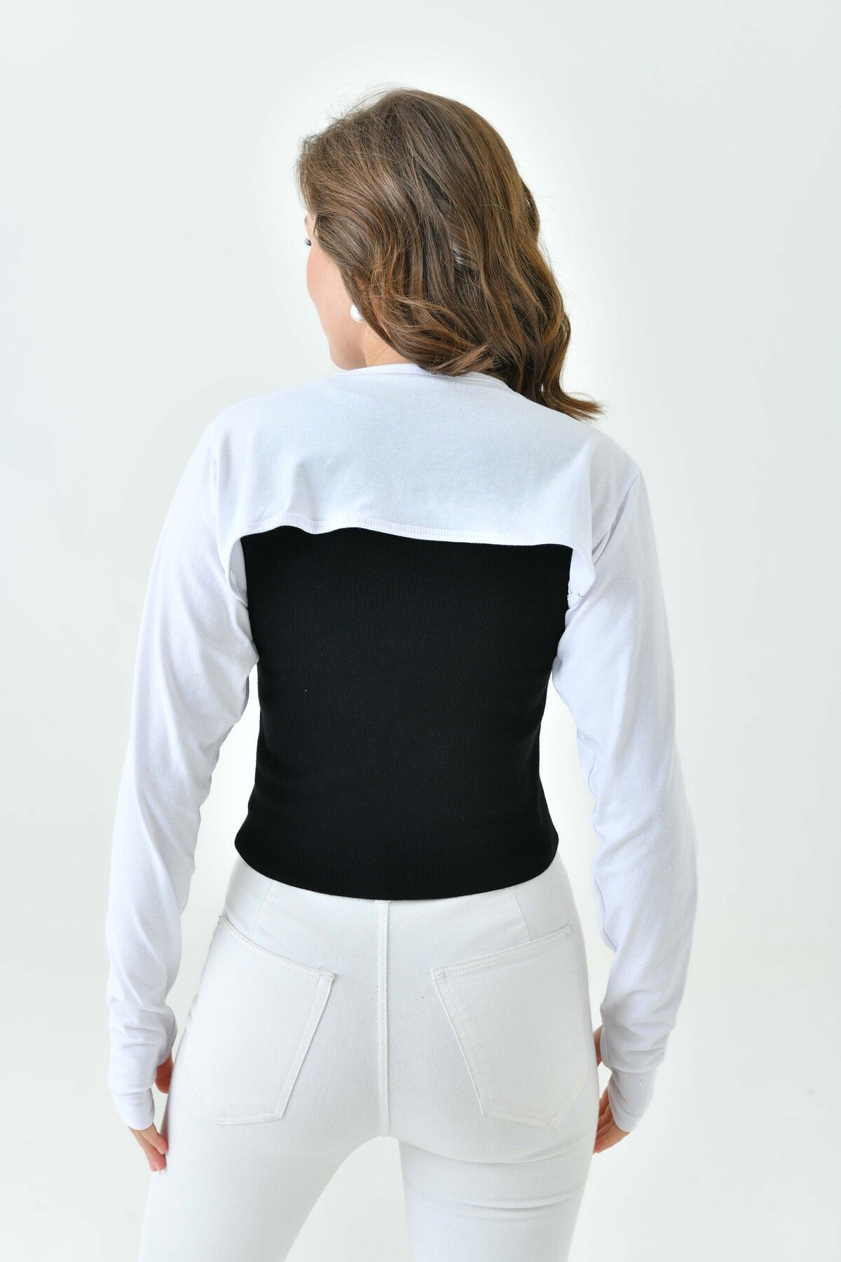 mirach-Guler alb pentru gât Hijab pentru degete de bicicletă |   Bluză cu mânecă lungă cu mânecă lungă Bolero Design confortabil 7