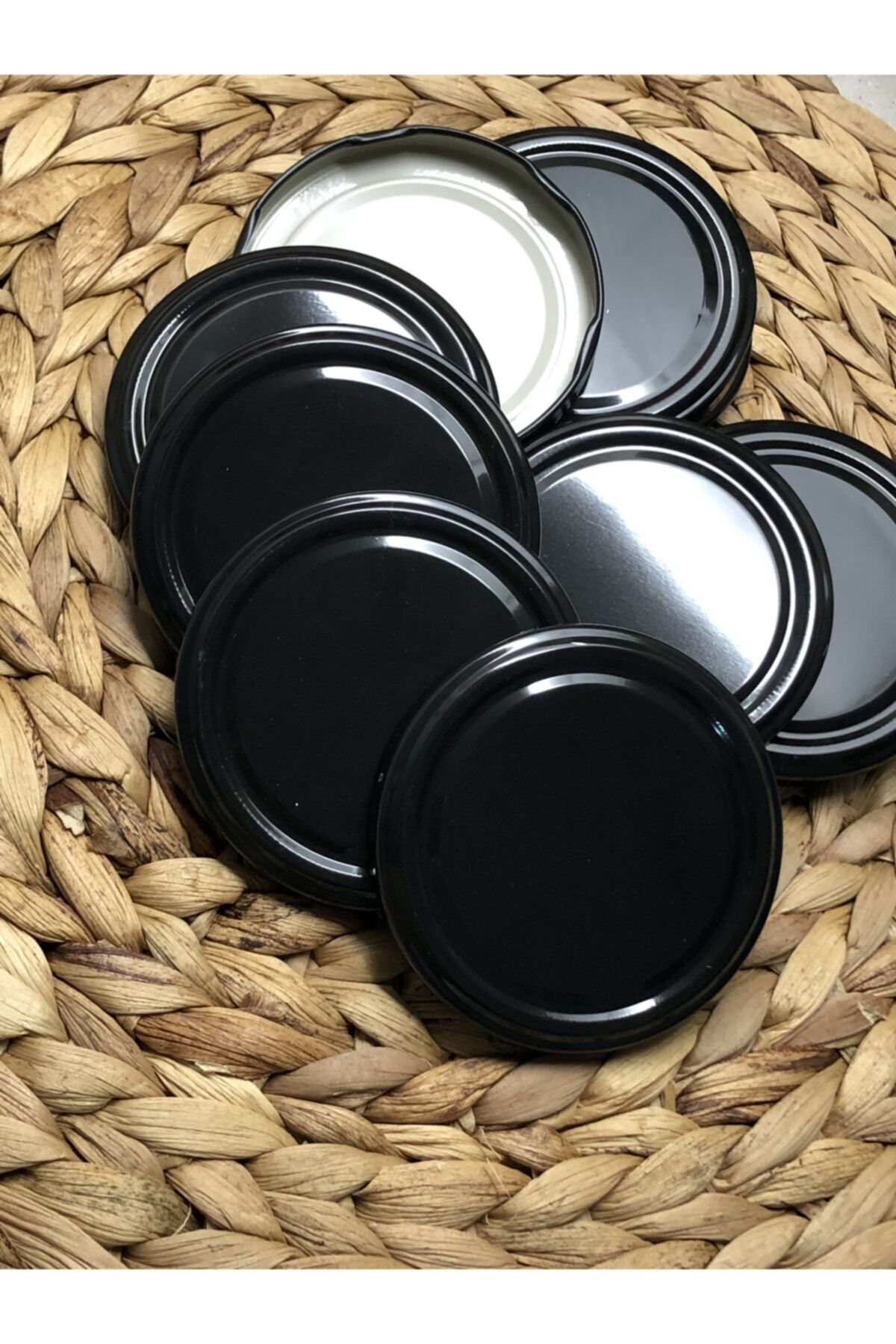 Metal 82 Mm Black 50 Canned Jar Lids with Silicone