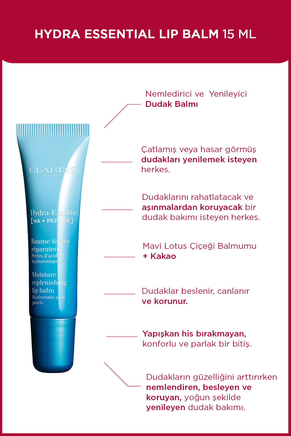Clarins HYDRA-ESSENTIEL repairing lip balm 15ML
