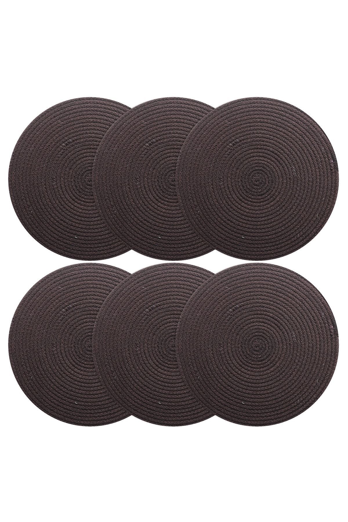 GARDENYA HOME-Volonte Bitter Coffee Jute American Service 2-Piece Knitted Straw Plates 4