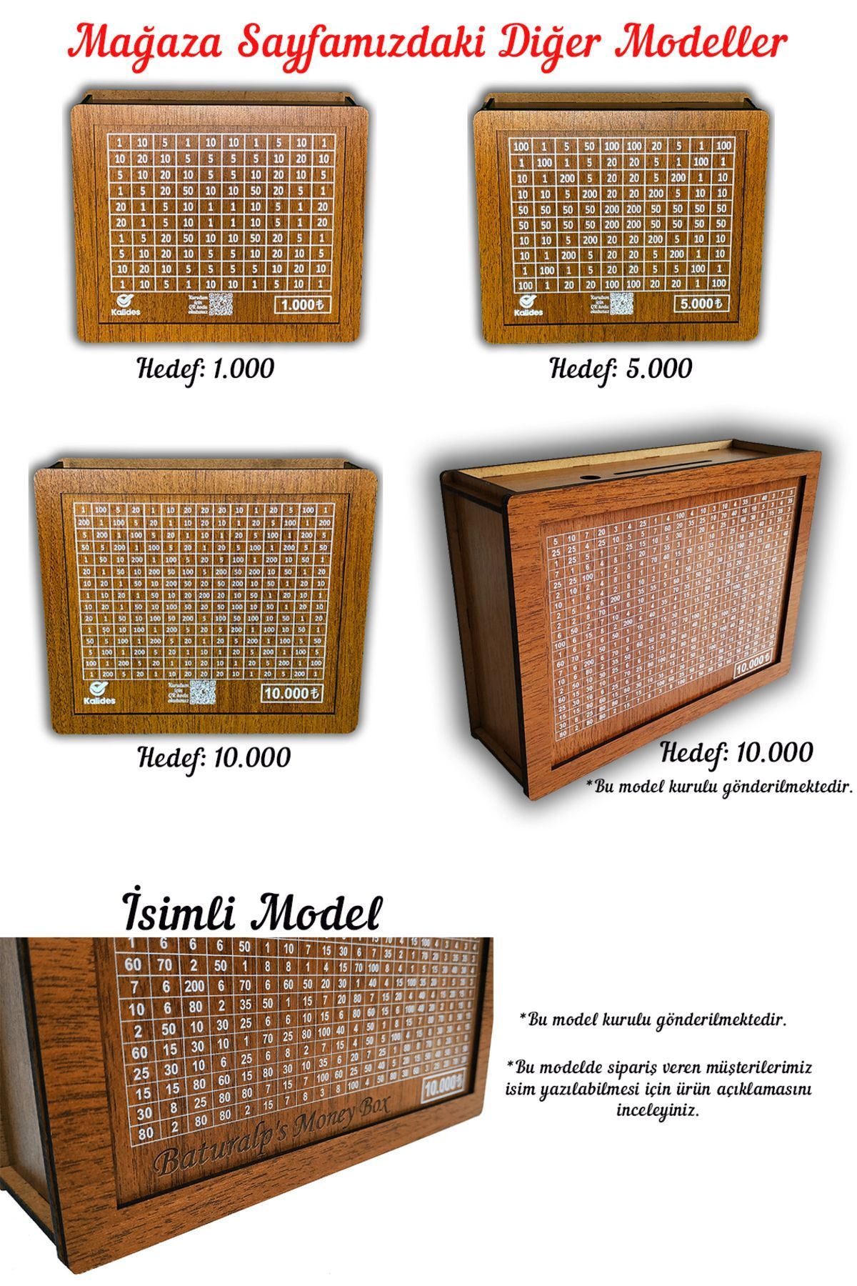 Parabox - 10.000tl Kumbara - Ahşap Para Biriktirme Hedef Kutusu - Hediyelik Ürünler