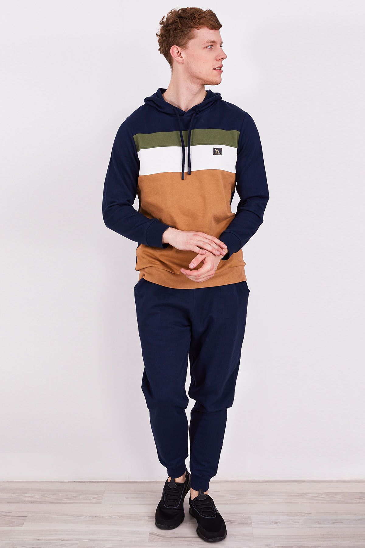 Arnetta-Ανδρική μακρυμάνικη πιτζάμες Basic Navy Blue με κουκούλα 2