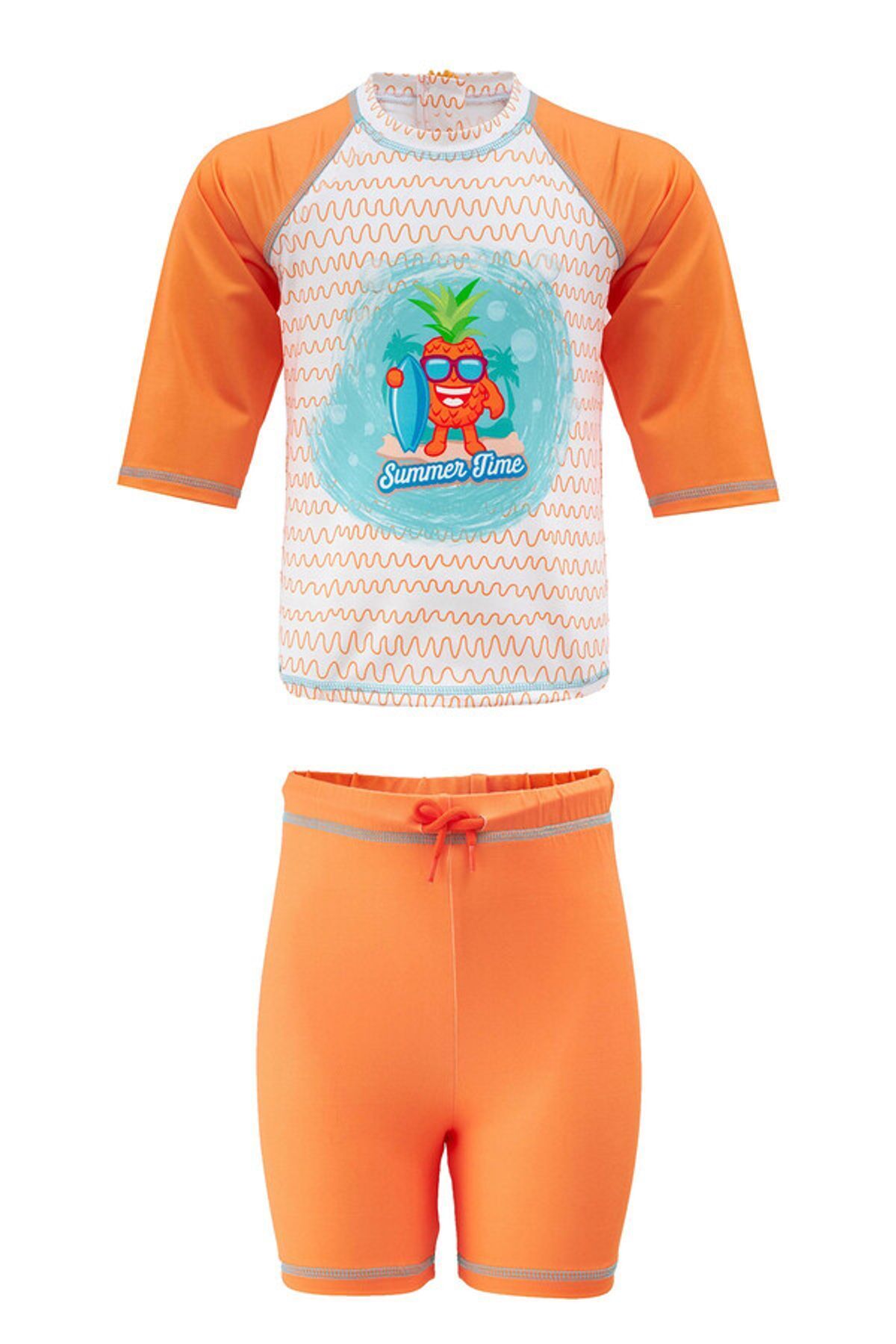 Remsa Mayo Şort Tişört Takım Kısa Kollu Ananas Çocuk Bebek Mayo 5386 Kawaii Turuncu fotoğrafı 7 (önizleme)