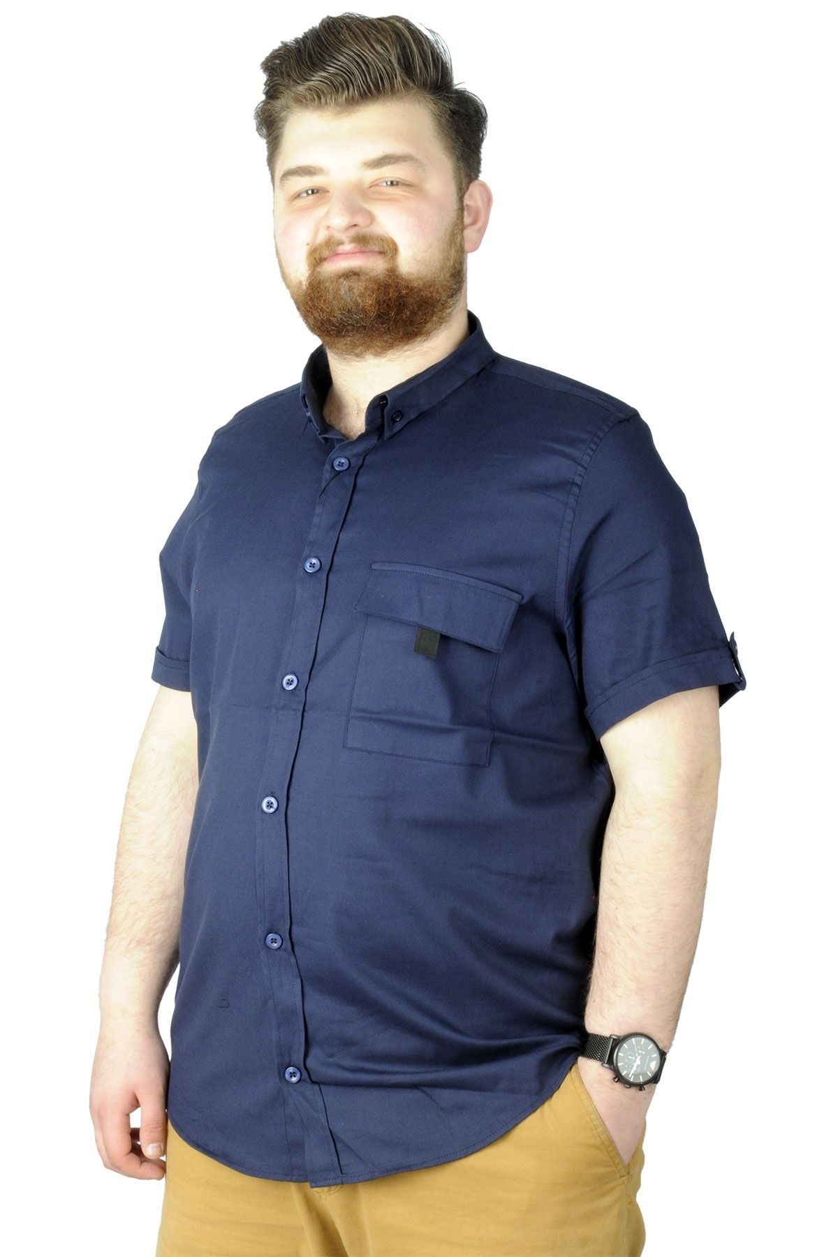 ModeXL-Mode Xl Large Size Shirt Gabardine Tekcep 22363 Navy Blue 1