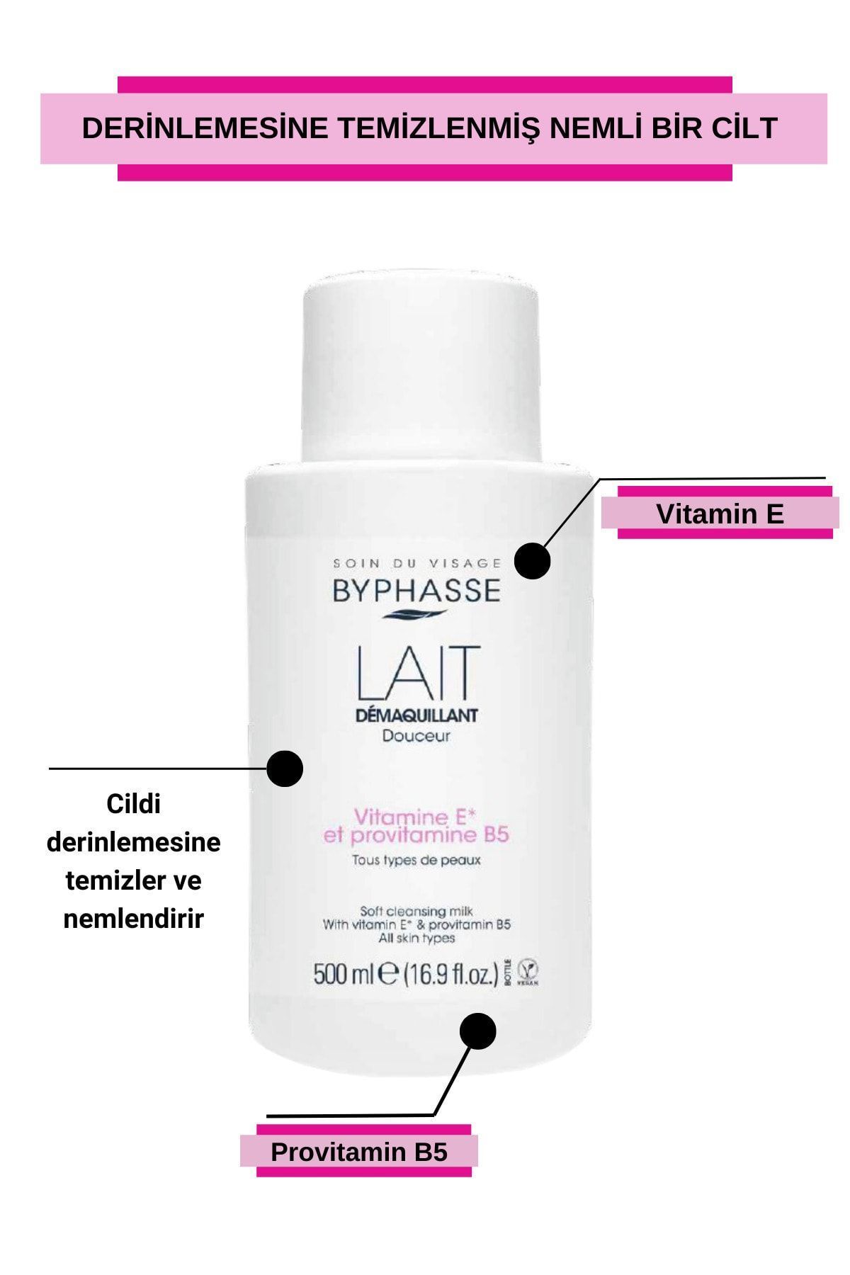 BYPHASSE-Face, Eye and Make-up Cleansing Milk All Skin Types 500ml 4