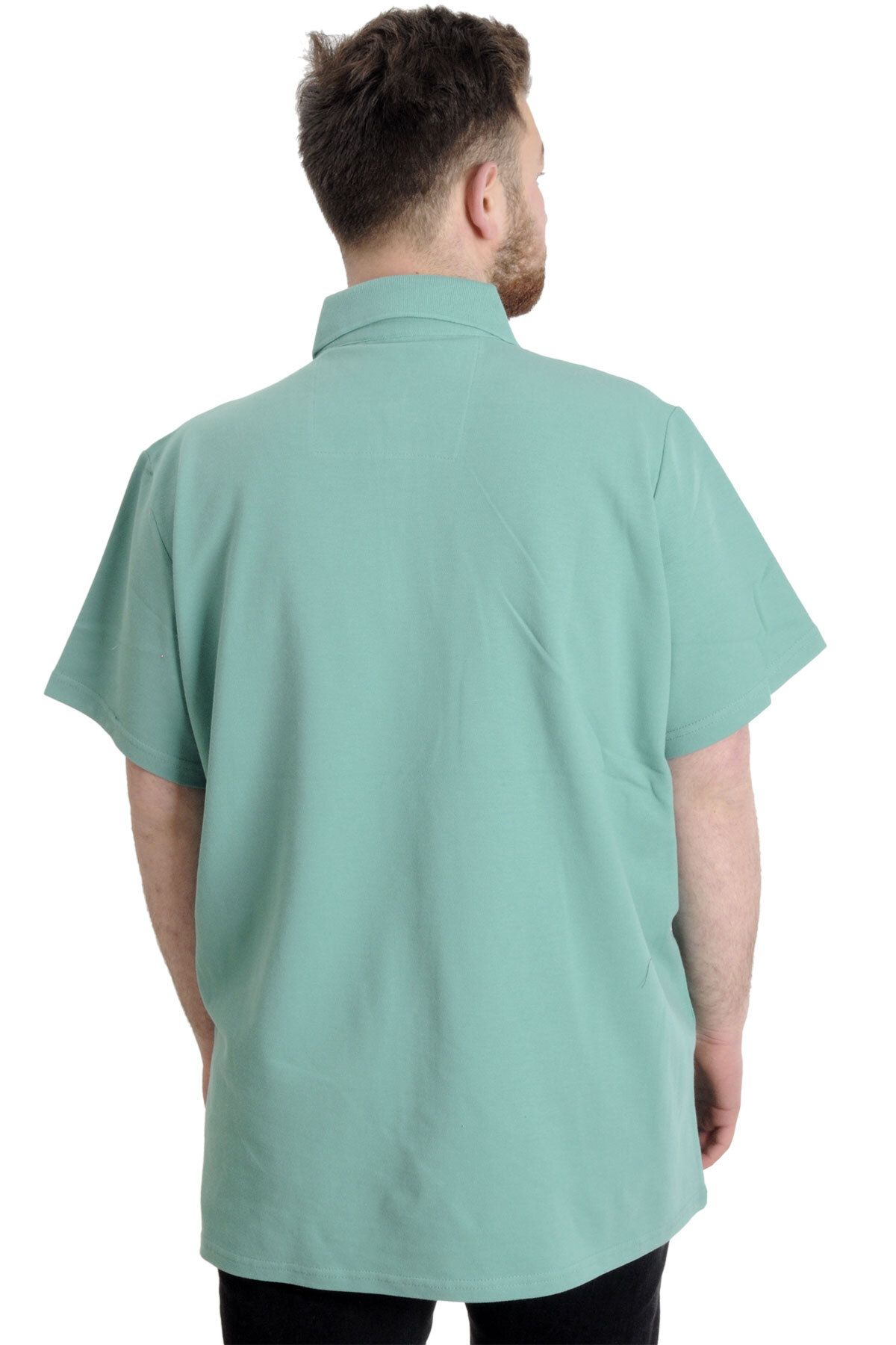 ModeXL-Ανδρικό μπλουζάκι Mode Xl Plus Size Polo Mode Team 23324 Πράσινο 4