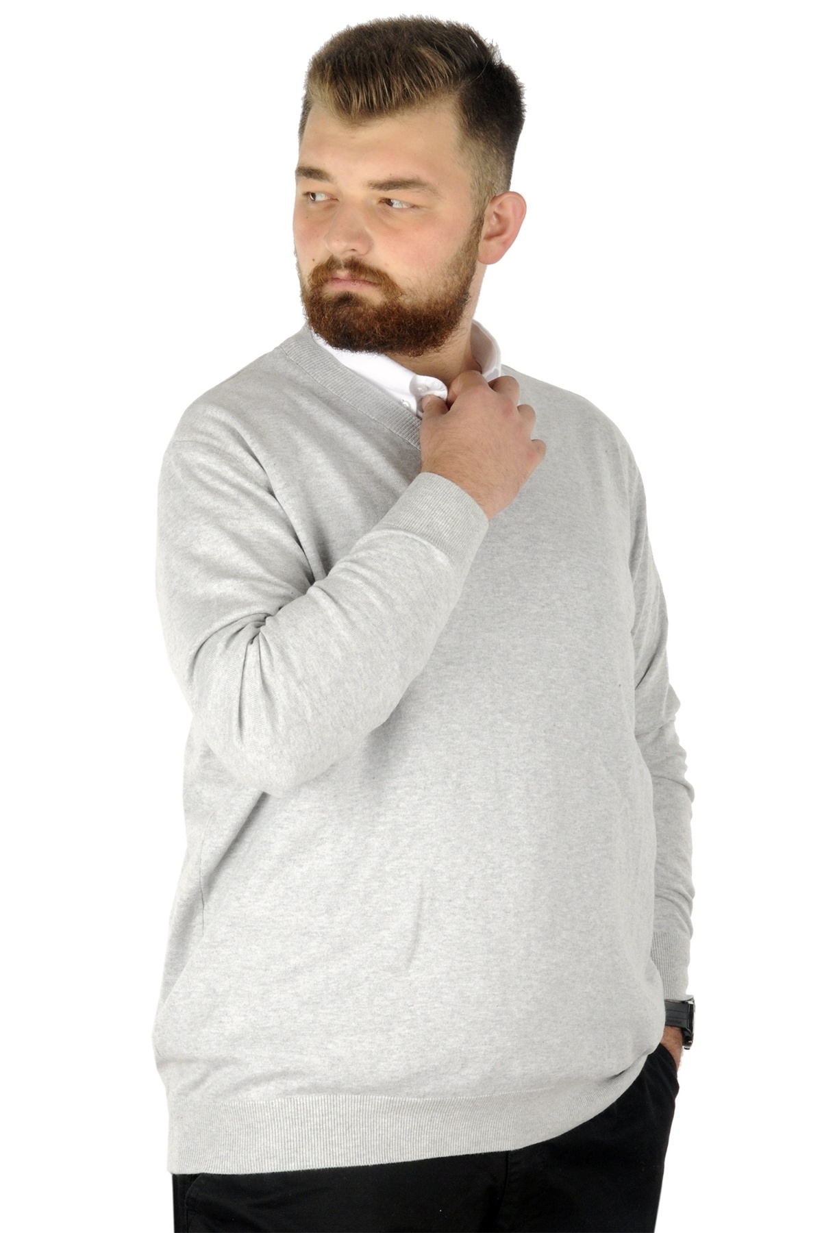 ModeXL-Пуловер Mode XL Plus Size с V-образно деколте 22206 Сив 2