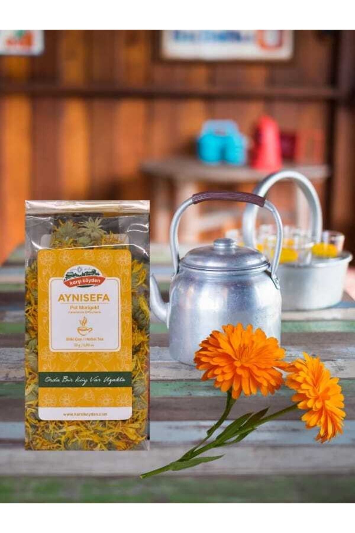 Karşı Köyden-Calendula - Medical Narcissus and Orange Narcissus Flower, Calendula Officinalis 25g 2