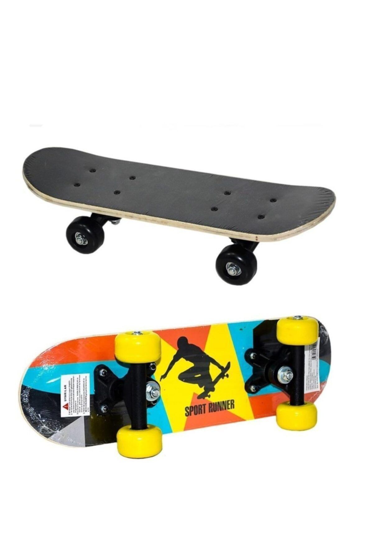 CAN OYUNCAK Ahşap Kaykay Kaymaz Yüzey 40 Cm Küçük Boy - Sarı Alt Yüzey