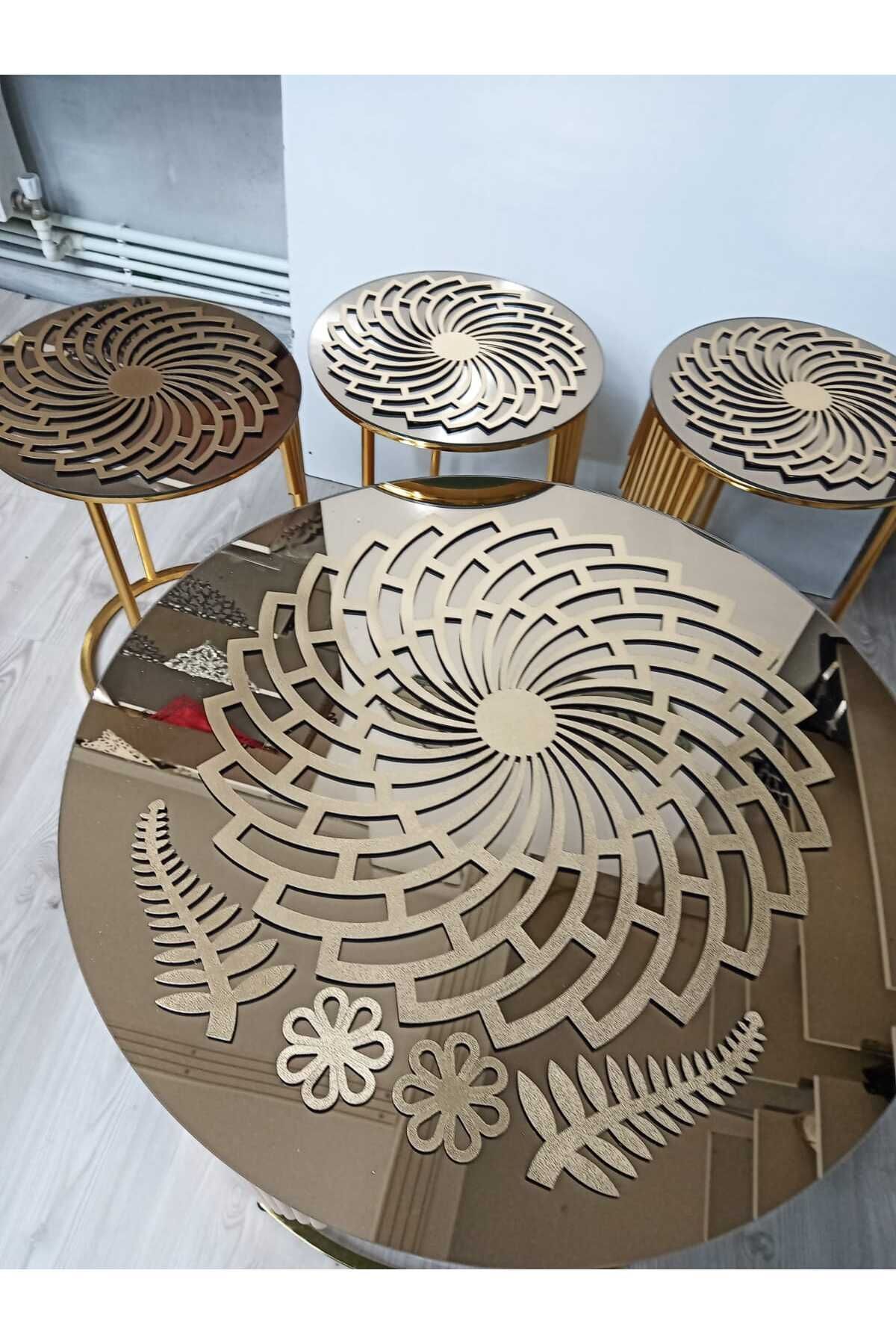 SEHARA Set De Huse Pentru Masă De Cafea De Culoare Aurie - 4 Bucăți, Husă De Cuib De 60 Cm Și 33 Cm - 60 cm