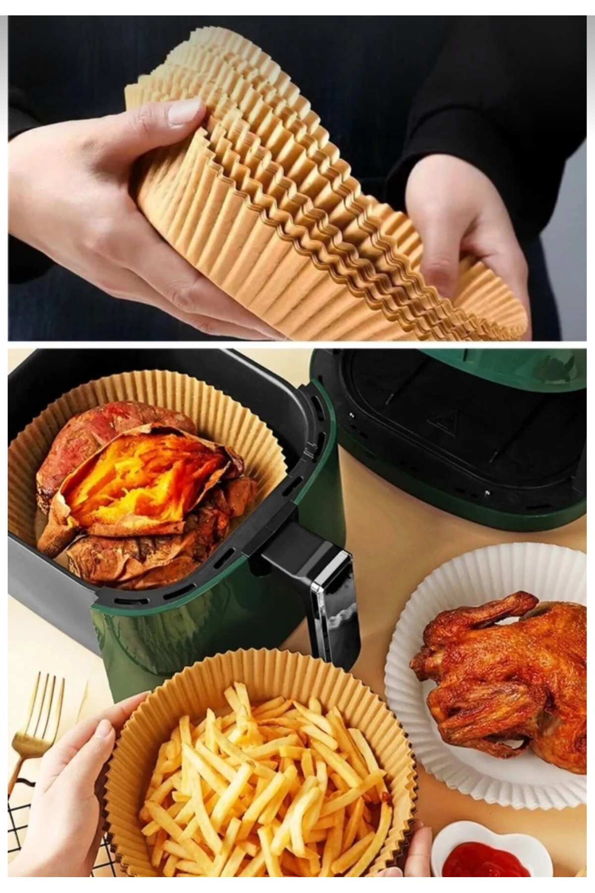 stilsenin34 50Pcs Airfryer Baking Paper Fryer Baking Paper Airfrey Oil Paper Baking Paper Round