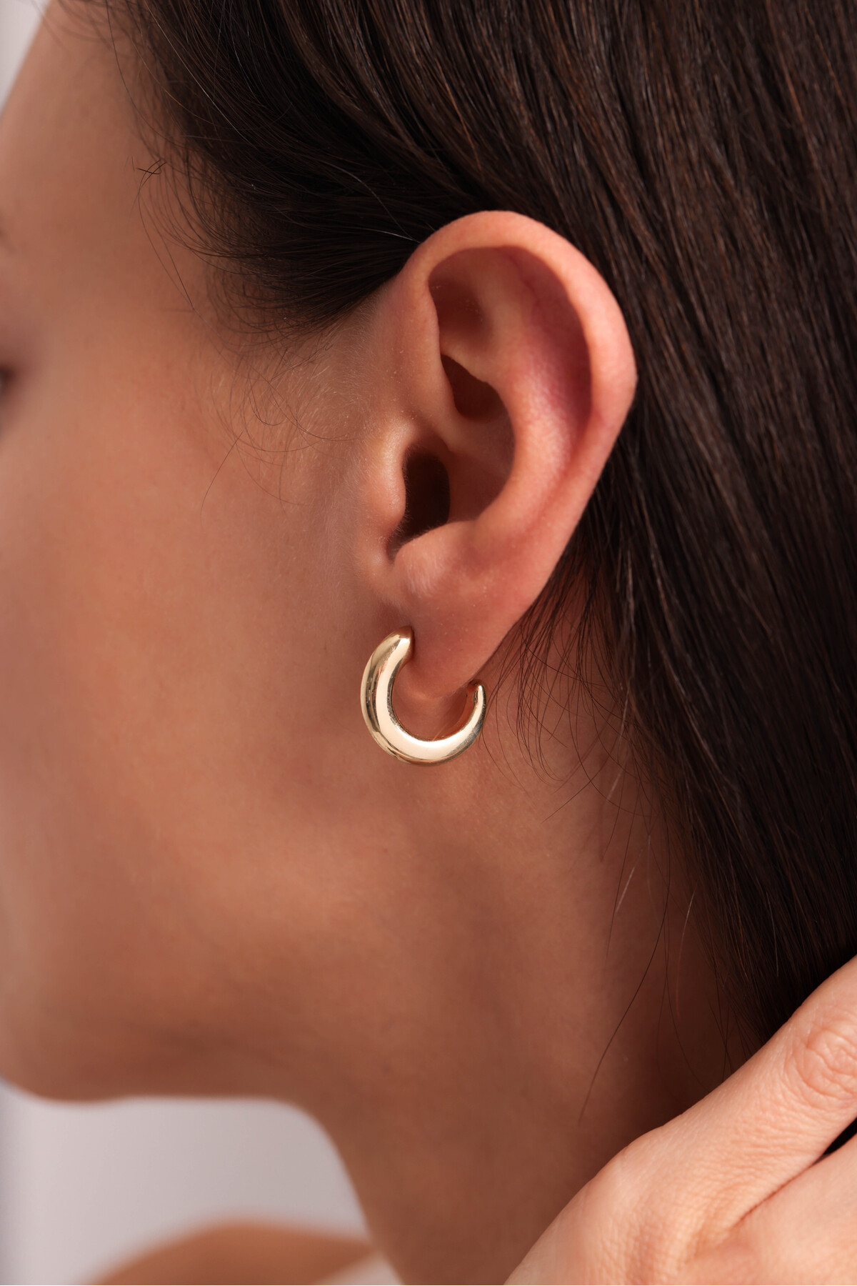 Gianfranco 14 Ayar Altın Yarım Bold Halka Küpe