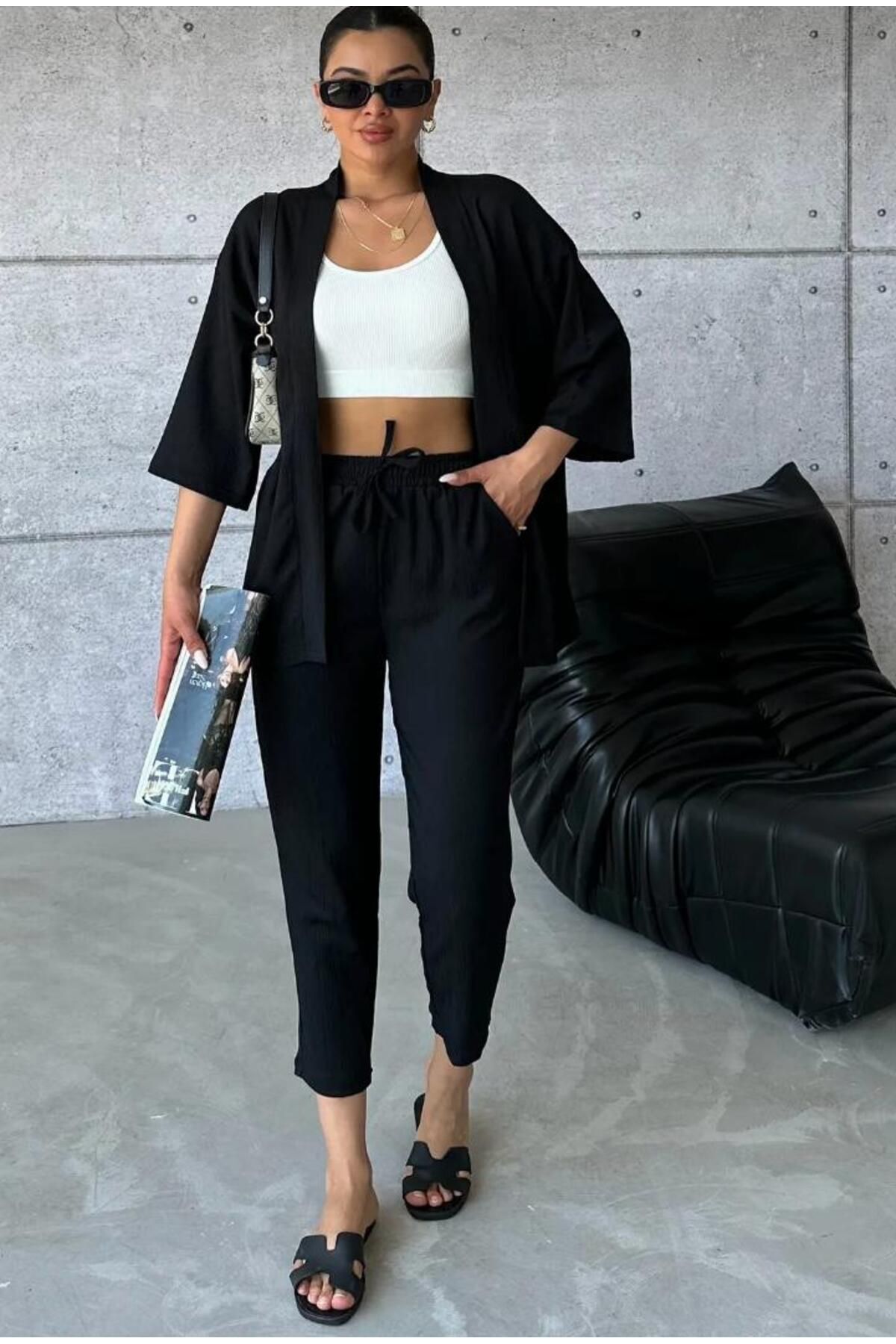 MODERNİZE Set de vară pentru femei, cu croiala relaxată, cu fundul kimono