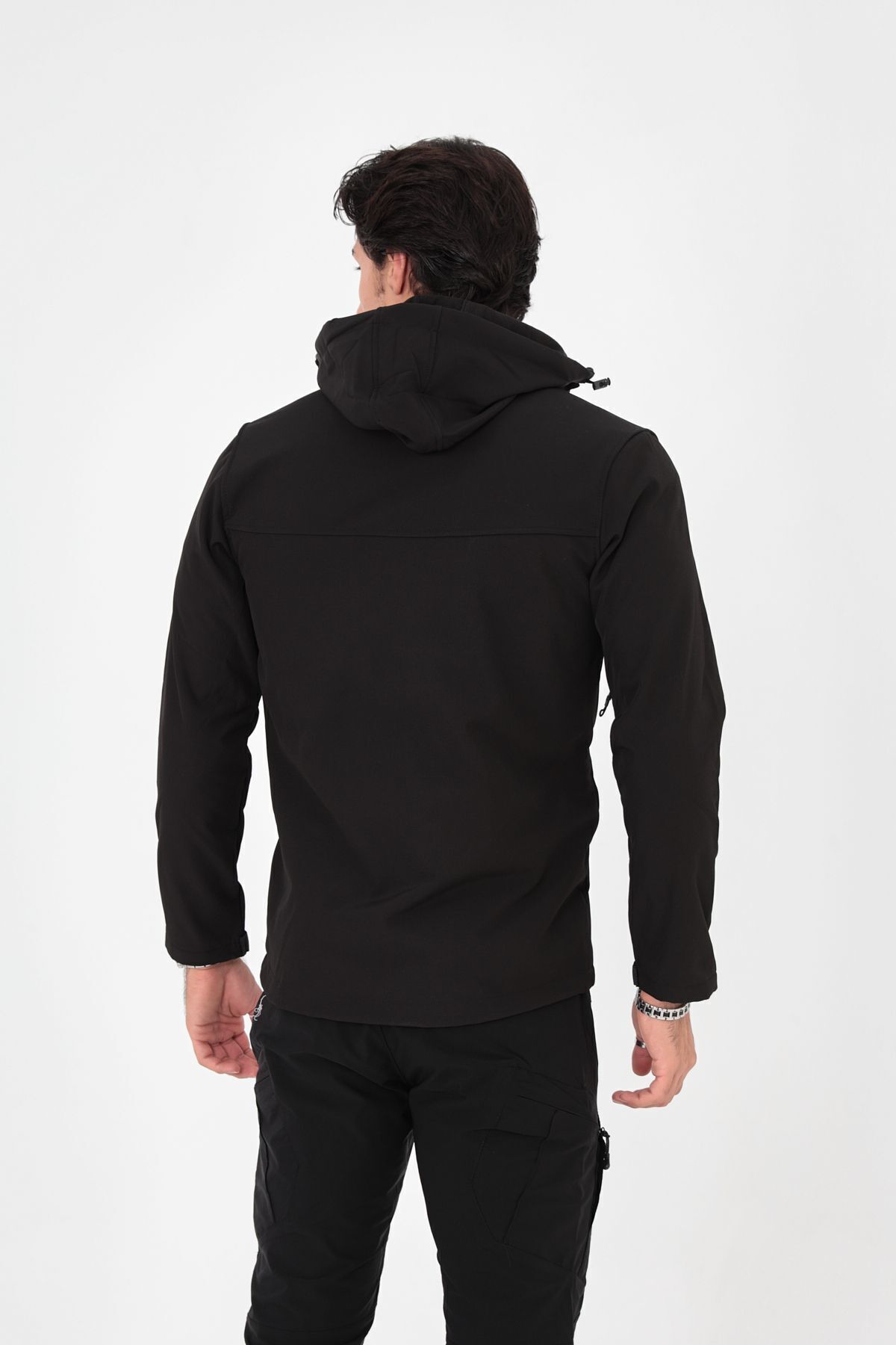 Camp457 Outdoor Softshell Su Ve Rüzgara Dayanıklı Içi Polar Seyyar Kapüşonlu Erkek Siyah Taktik Mont — مشکی camp457 — تصویر 7 از 8