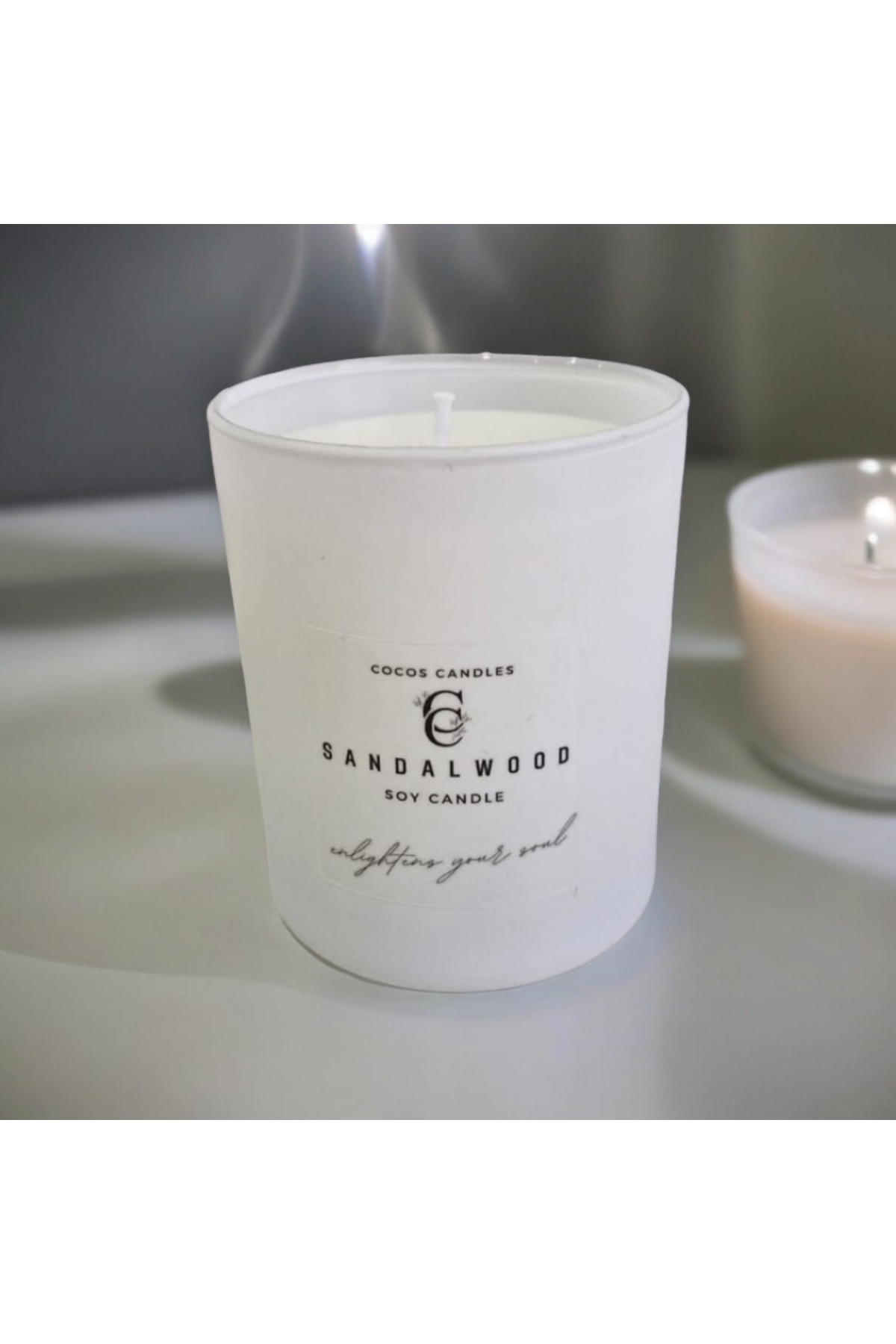 100% Natural Scented Soy Wax Candle in Sandalwood Scented Glass Cup (7cm)
