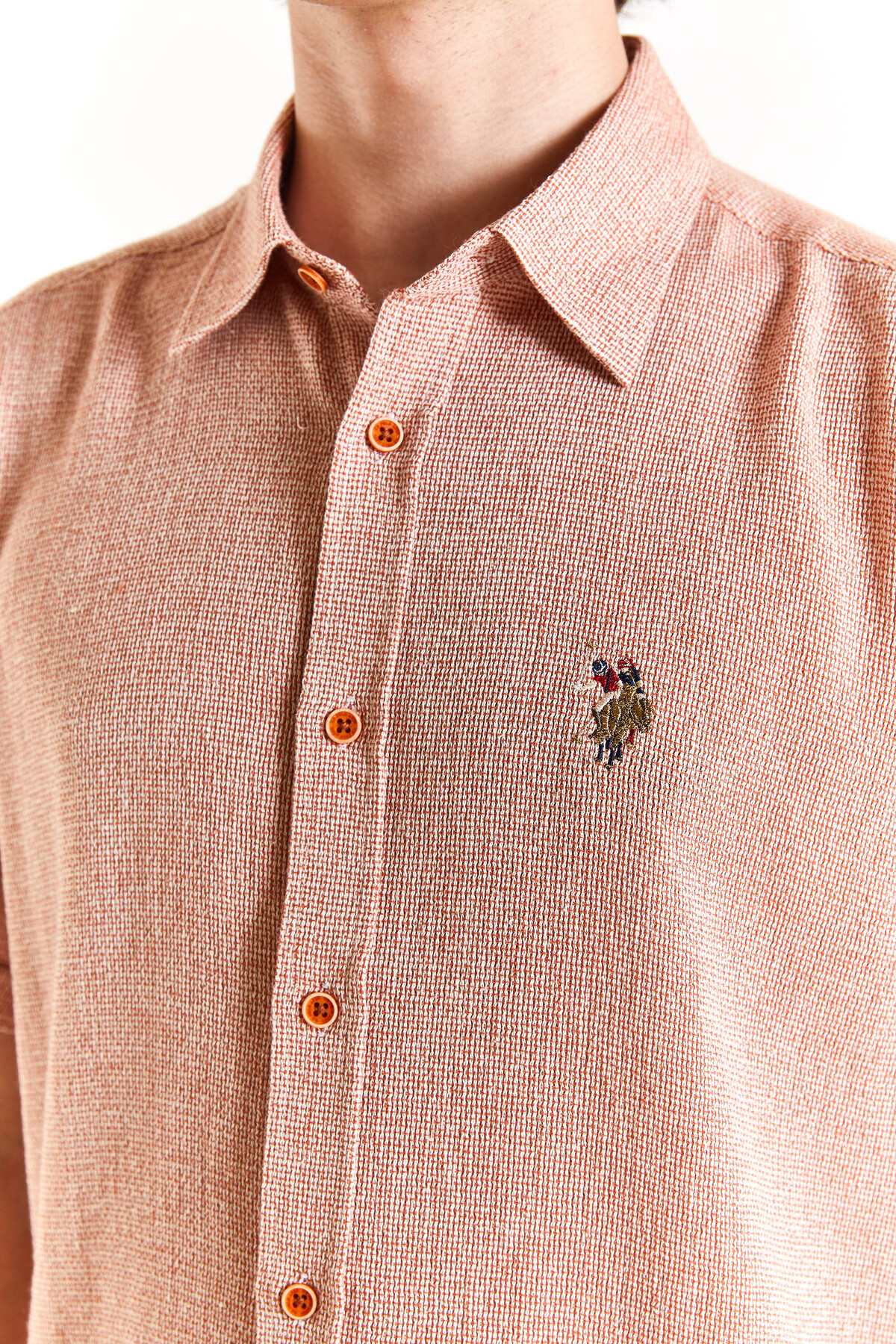 پیراهن مردانه نارنجی یو اس پولو | g081SZ004.000.1838278 اورجینال - تصویر 4