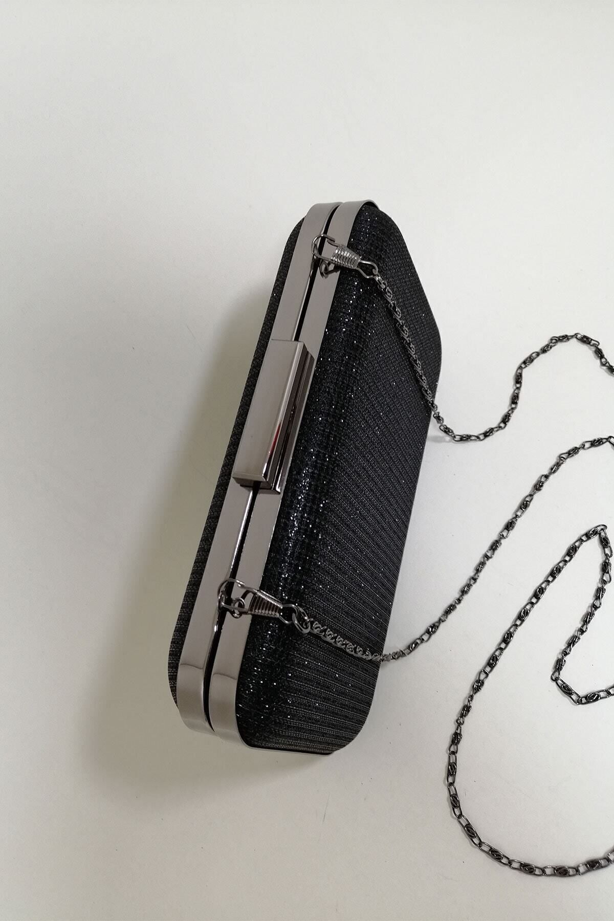 PARKTAN-Black Glitter Evening Dress Clutch Portfolio Bag 5