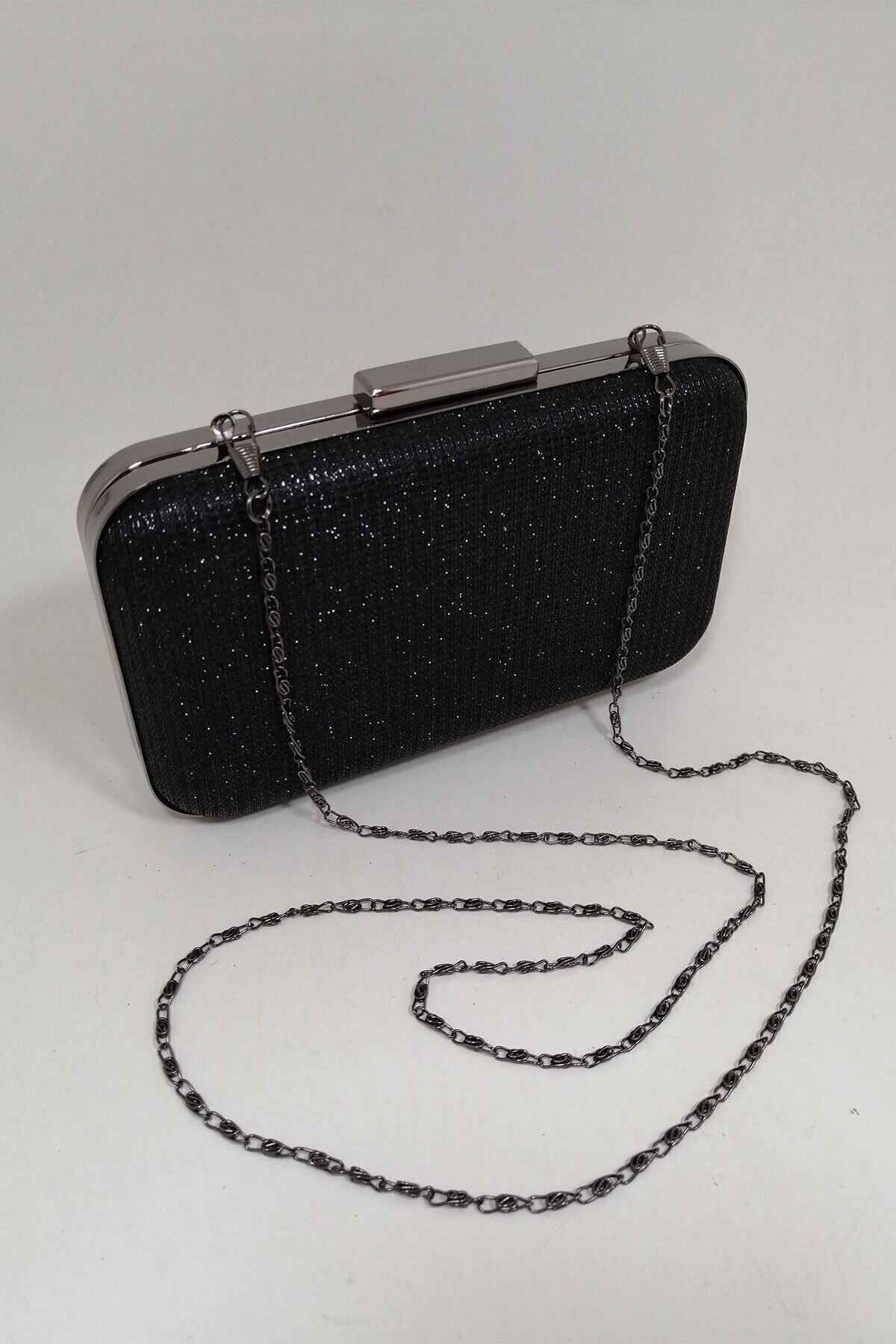 PARKTAN-Black Glitter Evening Dress Clutch Portfolio Bag 1