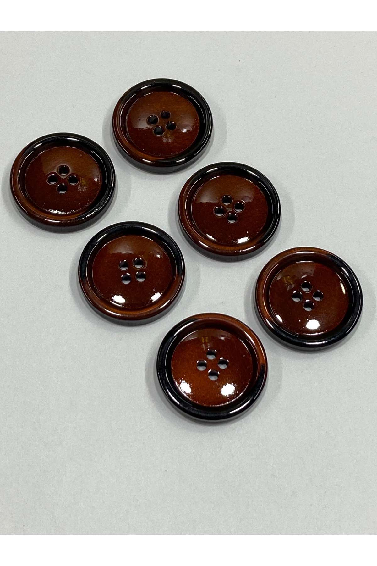 Trench Coat And Jacket Buttons / Set of 6 / Enamel Coated / Black Shot / Brown Color