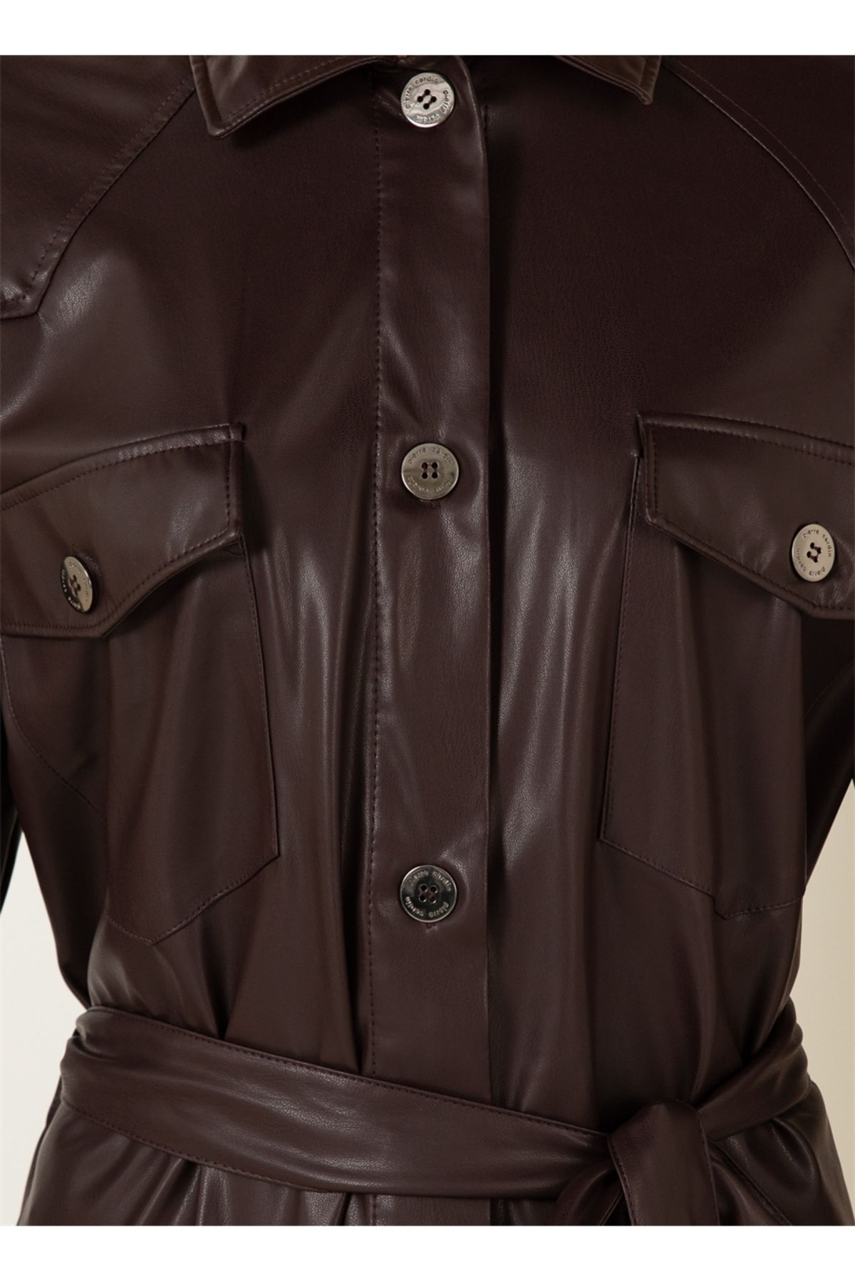 Pierre Cardin-Brown Oversize Women's Shacket - DUPRAY-G Size 42 5