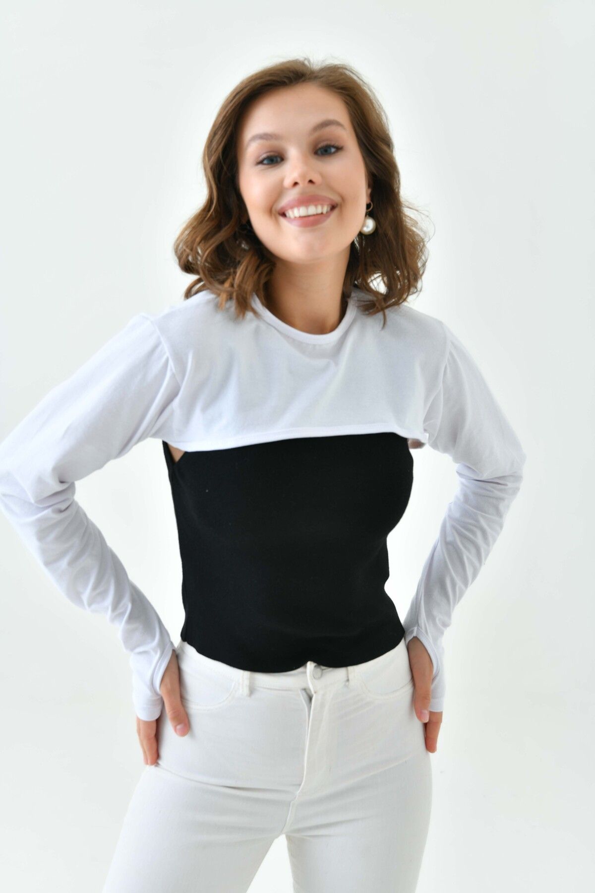 mirach-Guler alb pentru gât Hijab pentru degete de bicicletă |   Bluză cu mânecă lungă cu mânecă lungă Bolero Design confortabil 4