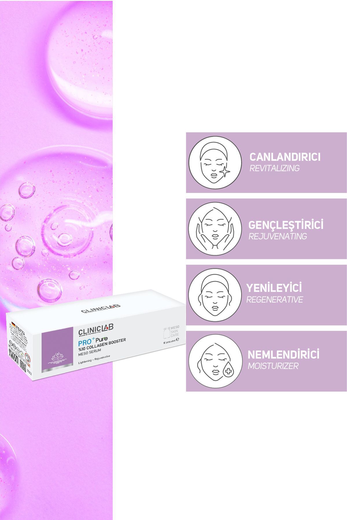 مزو سرم جوان کننده و مرطوب کننده قوی با کلاژن 10 درصد 6 میلی لیتر Cliniclab
