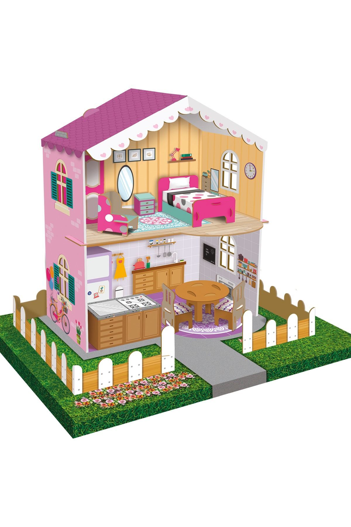 Arnas Toys 3 Boyutlu Ve Mobilyalı Karton Çiftlik Oyun Evi fotoğrafı 3 (önizleme)