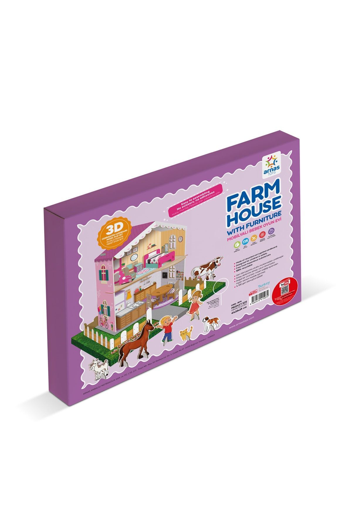 Arnas Toys 3 Boyutlu Ve Mobilyalı Karton Çiftlik Oyun Evi fotoğrafı 4 (önizleme)