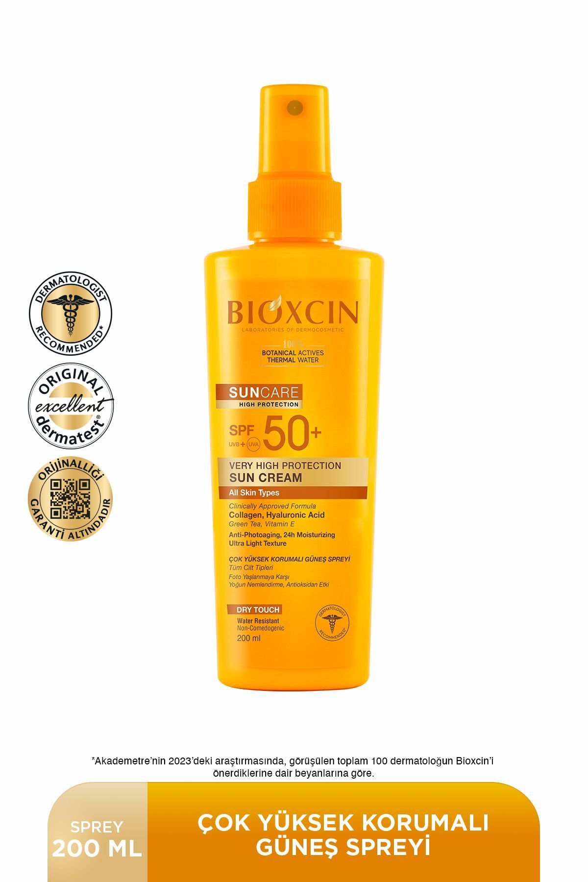 Bioxcin Sun Care Spf 50 Солнцезащитный спрей для тела с очень высокой степенью защиты 200 мл - Коллаген с очень высокой защитой 5006651