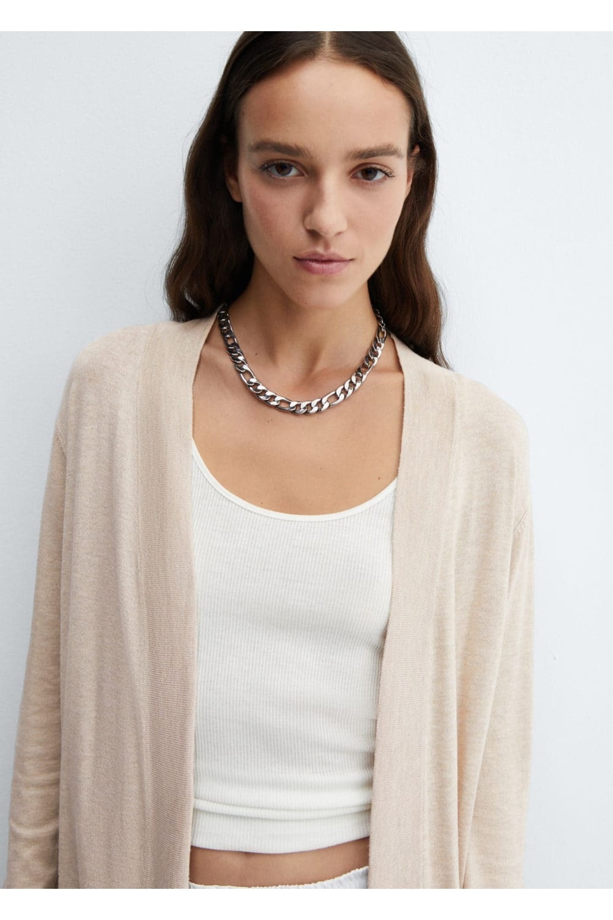 بافت و پلیور زنانه بژ منگوMANGO | 67050463 اورجینال - تصویر 8