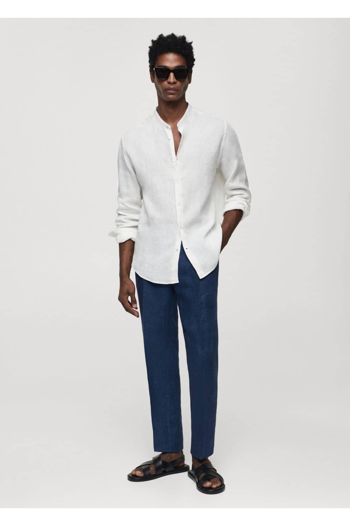 پیراهن مردانه آبی MANGO Man | 67026731 اورجینال - تصویر 2